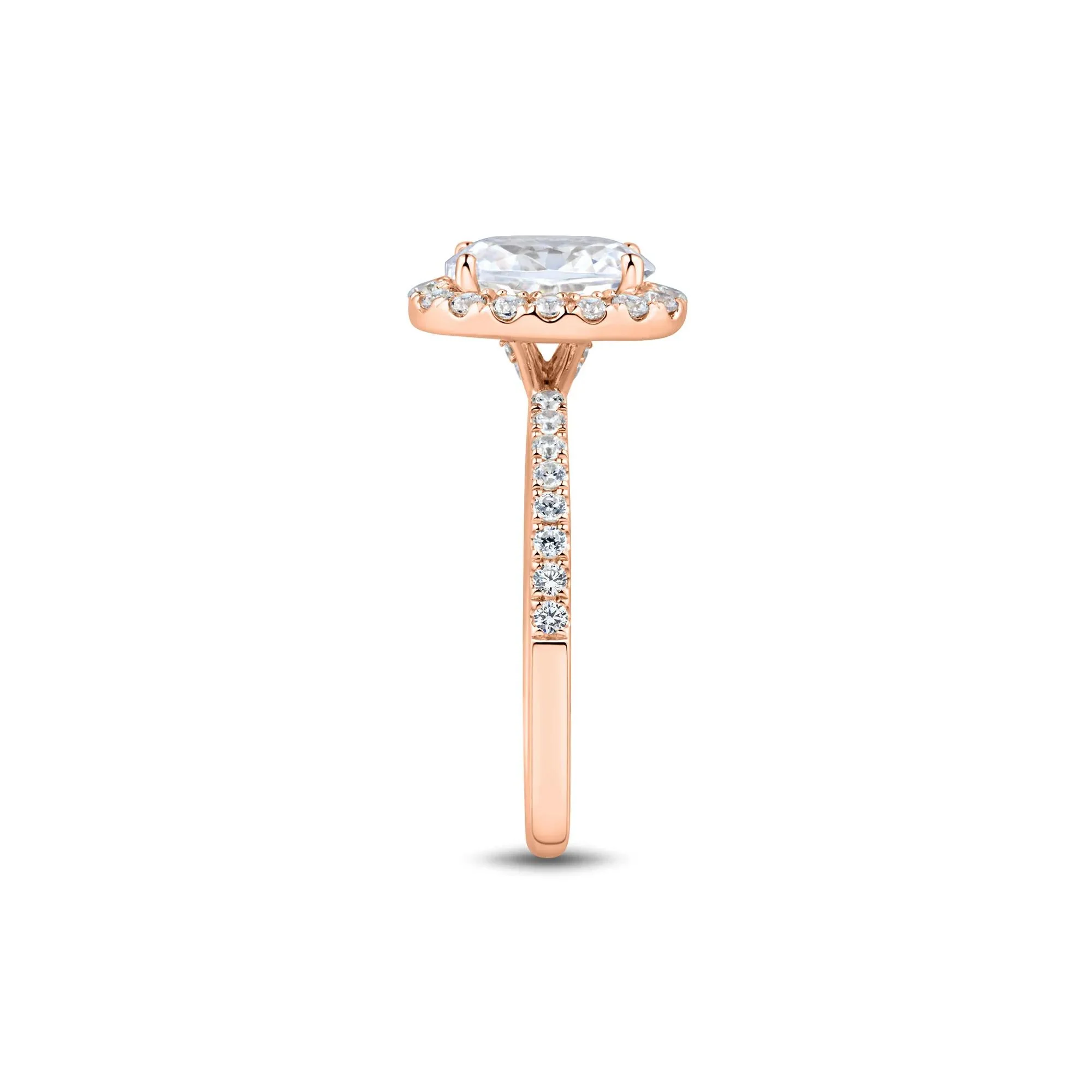 2 CT. Tw. Lab Grown Diamond Oval Halo Engagement Ring 14K Rose Gold Size 5.5 1.5mm - Image 3