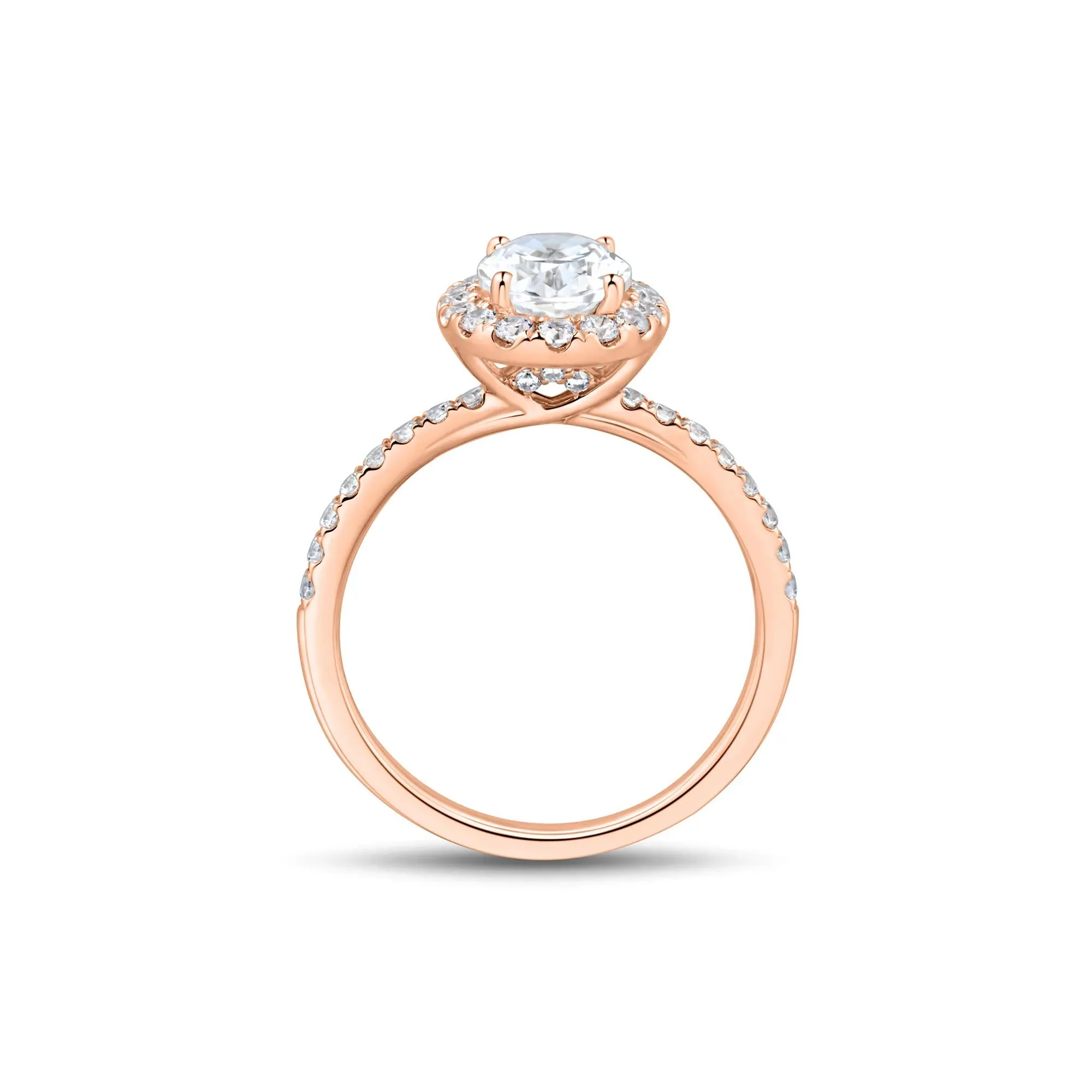 2 CT. Tw. Lab Grown Diamond Oval Halo Engagement Ring 14K Rose Gold Size 8.5 1.5mm - Image 2
