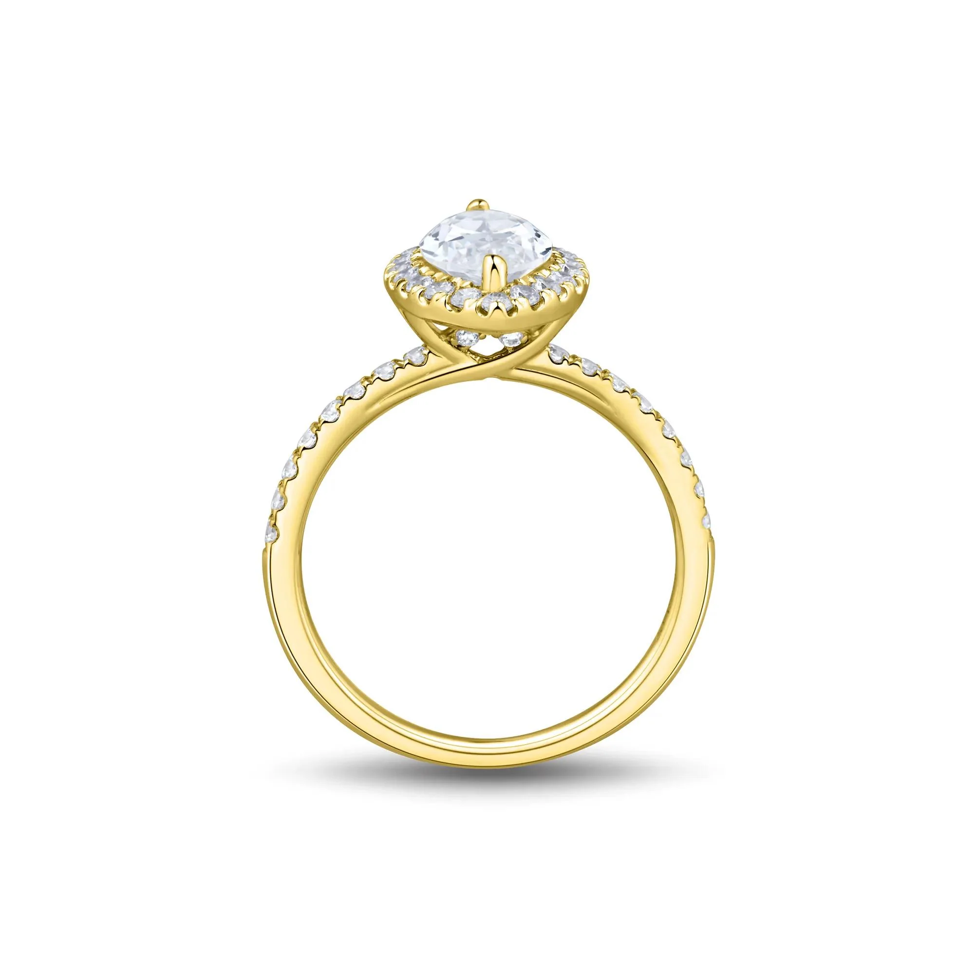2 CT. Tw. Lab Grown Diamond Marquise-Cut Halo Engagement Ring 14K Yellow Gold Size 6.5 1.5mm - Image 2