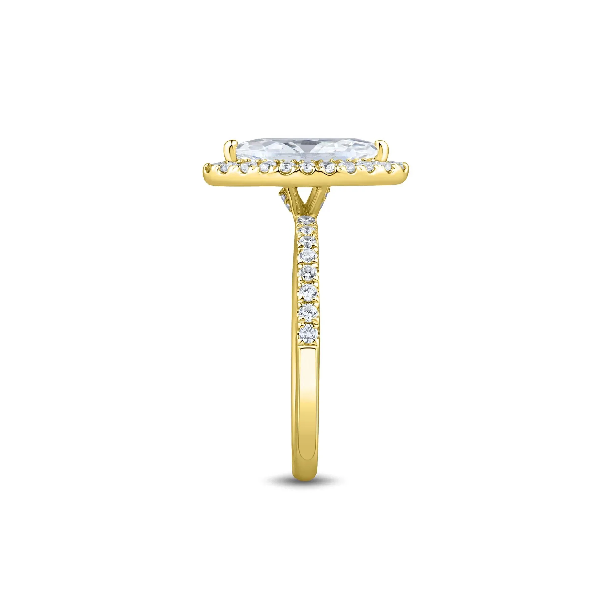 2 CT. Tw. Lab Grown Diamond Marquise-Cut Halo Engagement Ring 14K Yellow Gold Size 6.5 1.5mm - Image 3