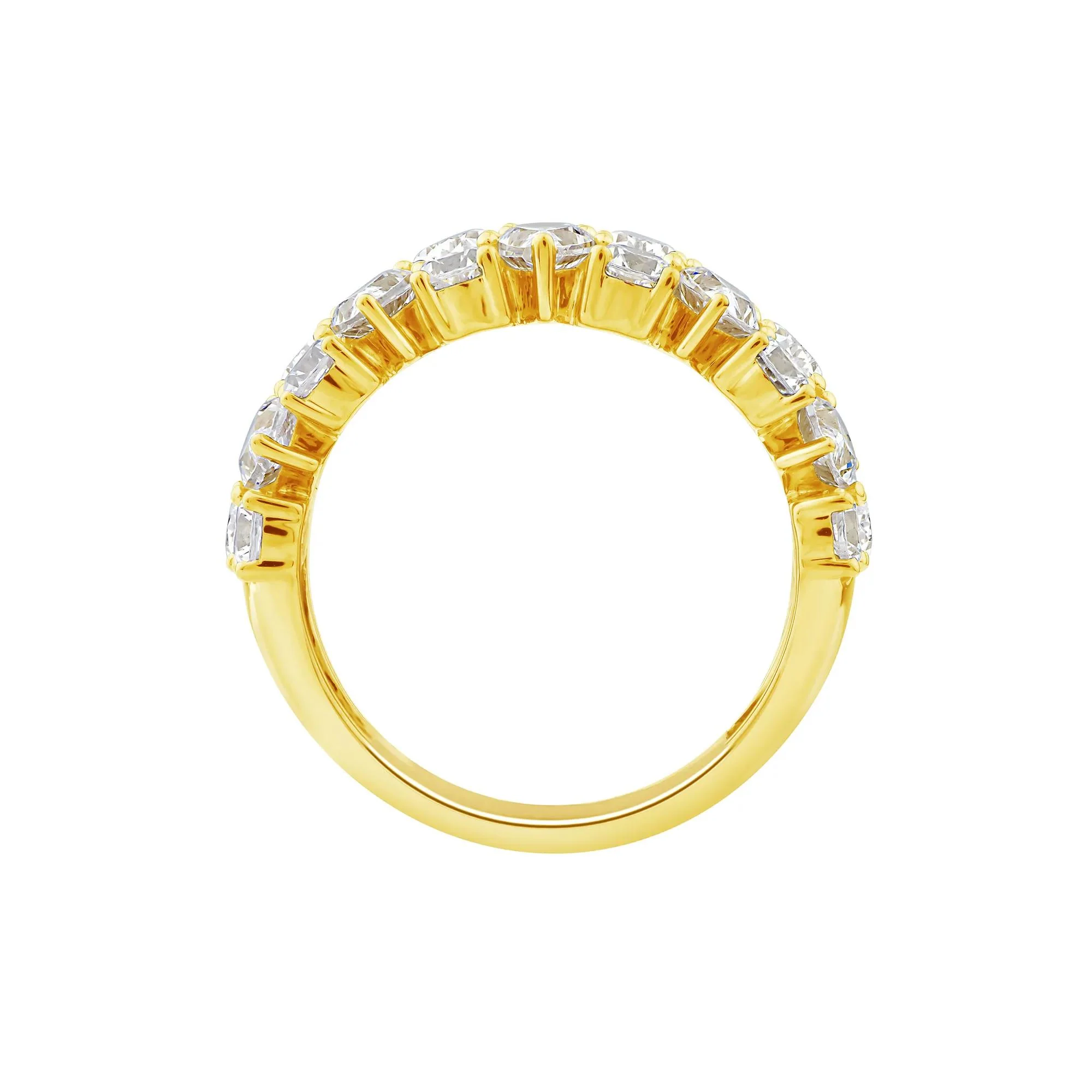 3 CT. Tw. Lab Grown Diamond Pear Wide Anniversary Band Ring 10K Yellow Gold Size 6 2.5mm - Image 2