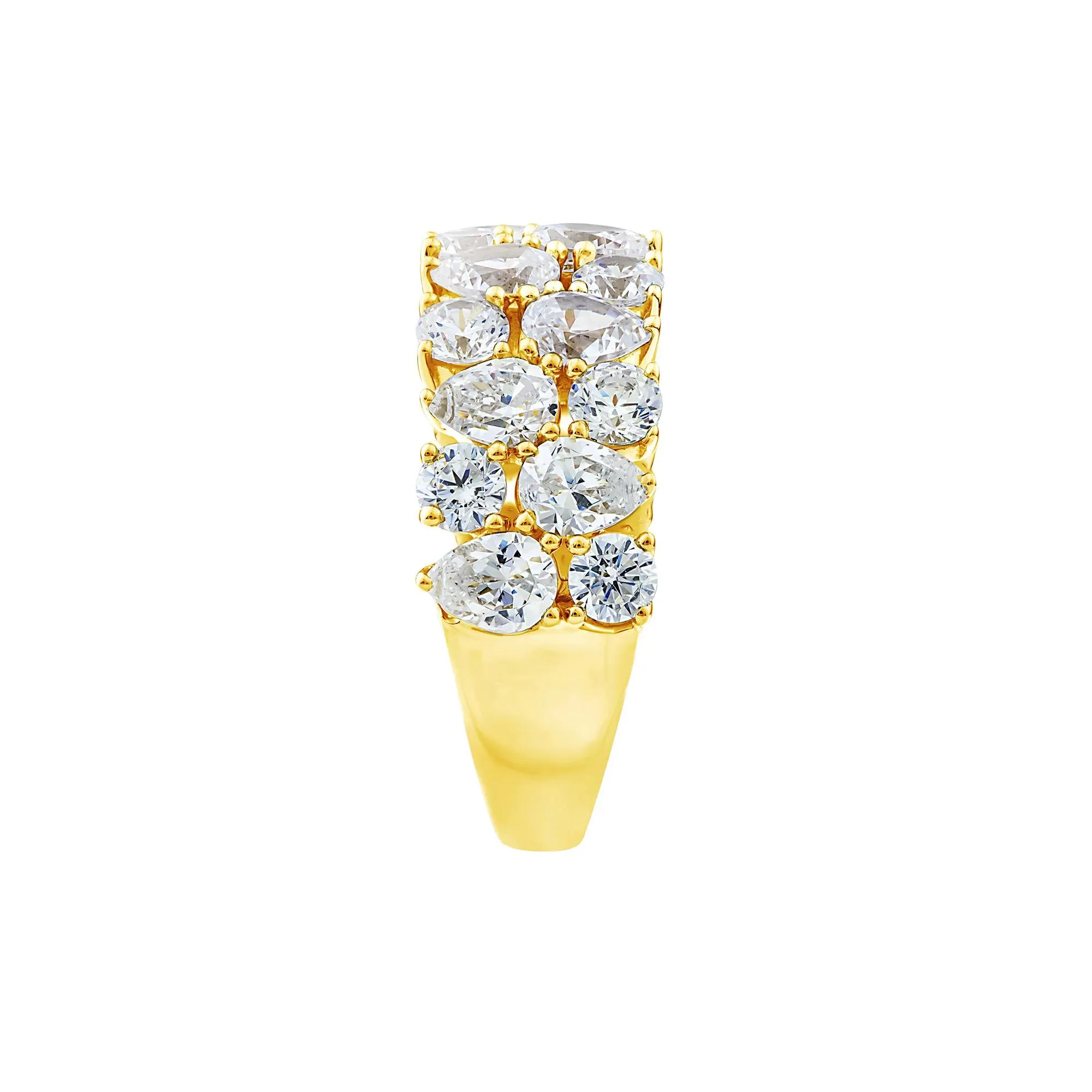 3 CT. Tw. Lab Grown Diamond Pear Wide Anniversary Band Ring 10K Yellow Gold Size 8 2.5mm - Image 3