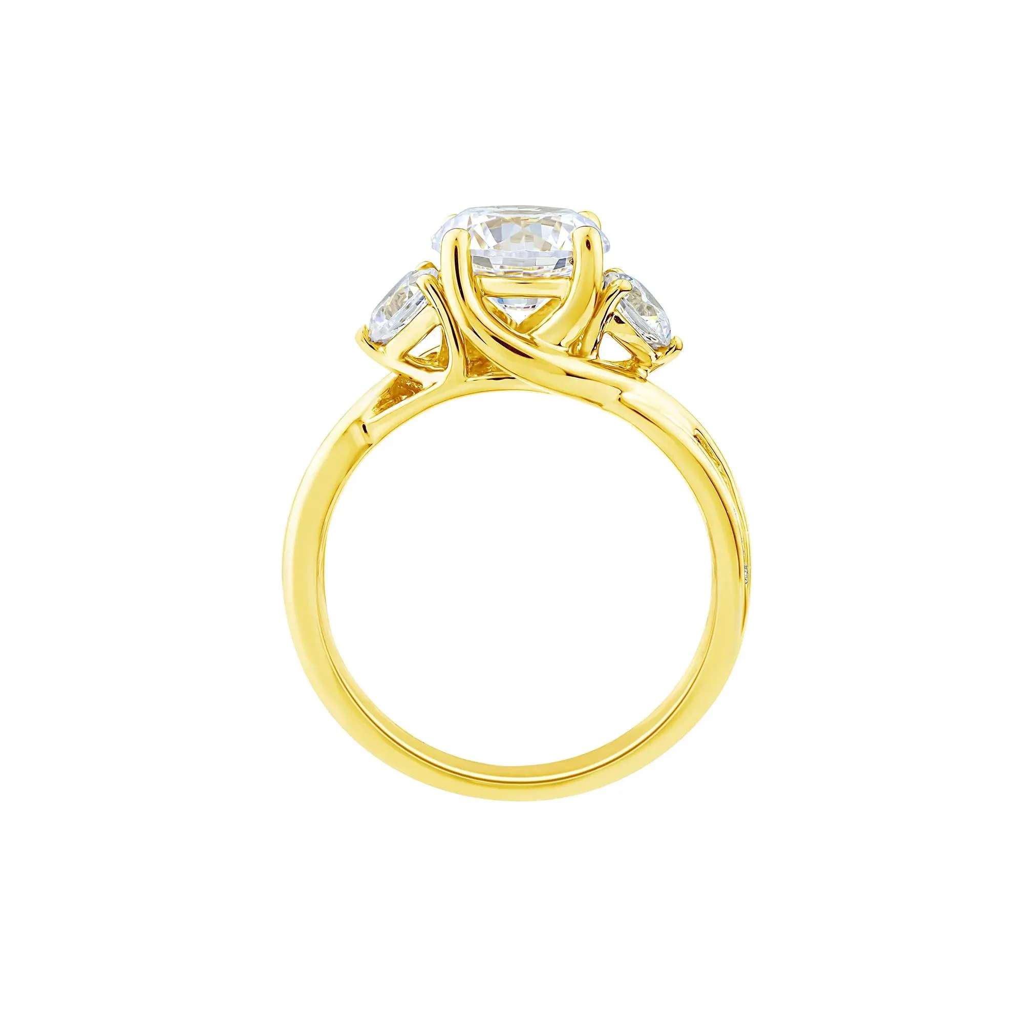 2 3/4 CT. Tw. Lab Grown Diamond Three-Stone Engagement Ring 10K Yellow Gold Size 7 1.5mm - Image 2