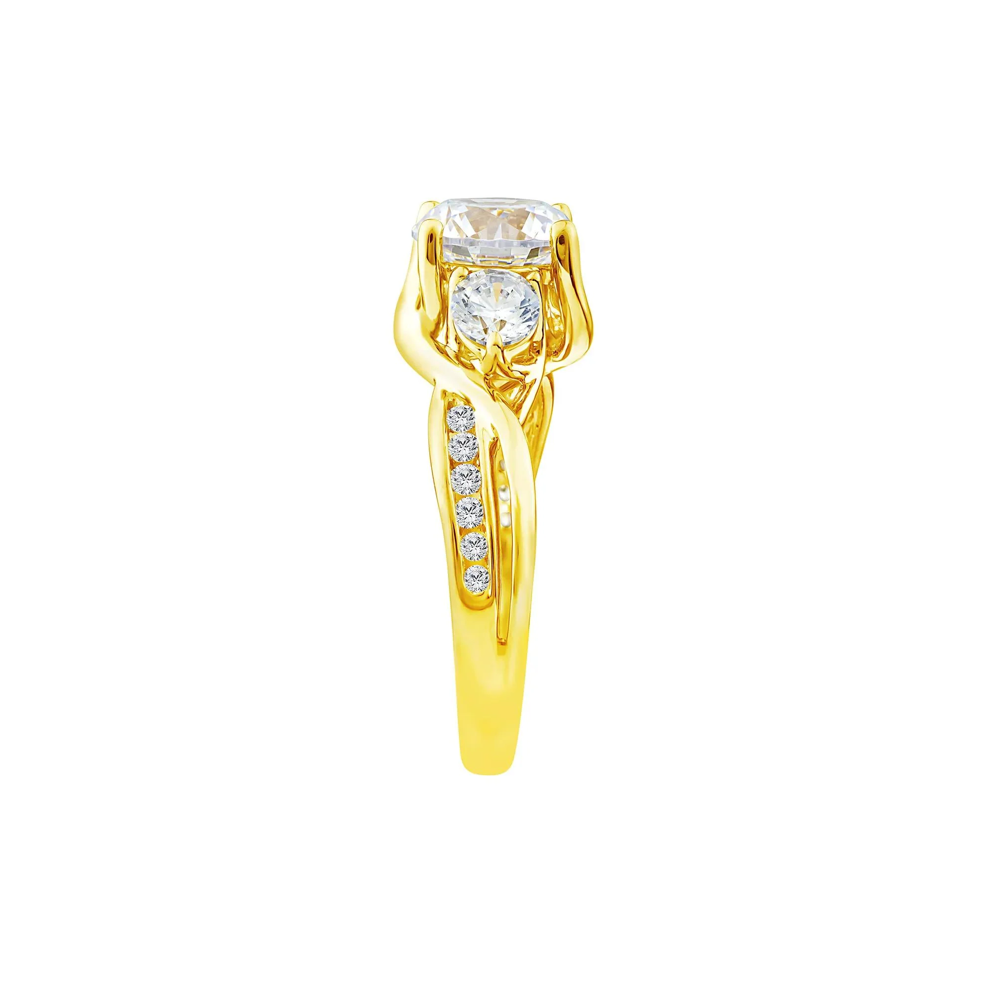 2 3/4 CT. Tw. Lab Grown Diamond Three-Stone Engagement Ring 10K Yellow Gold Size 8 1.5mm - Image 3