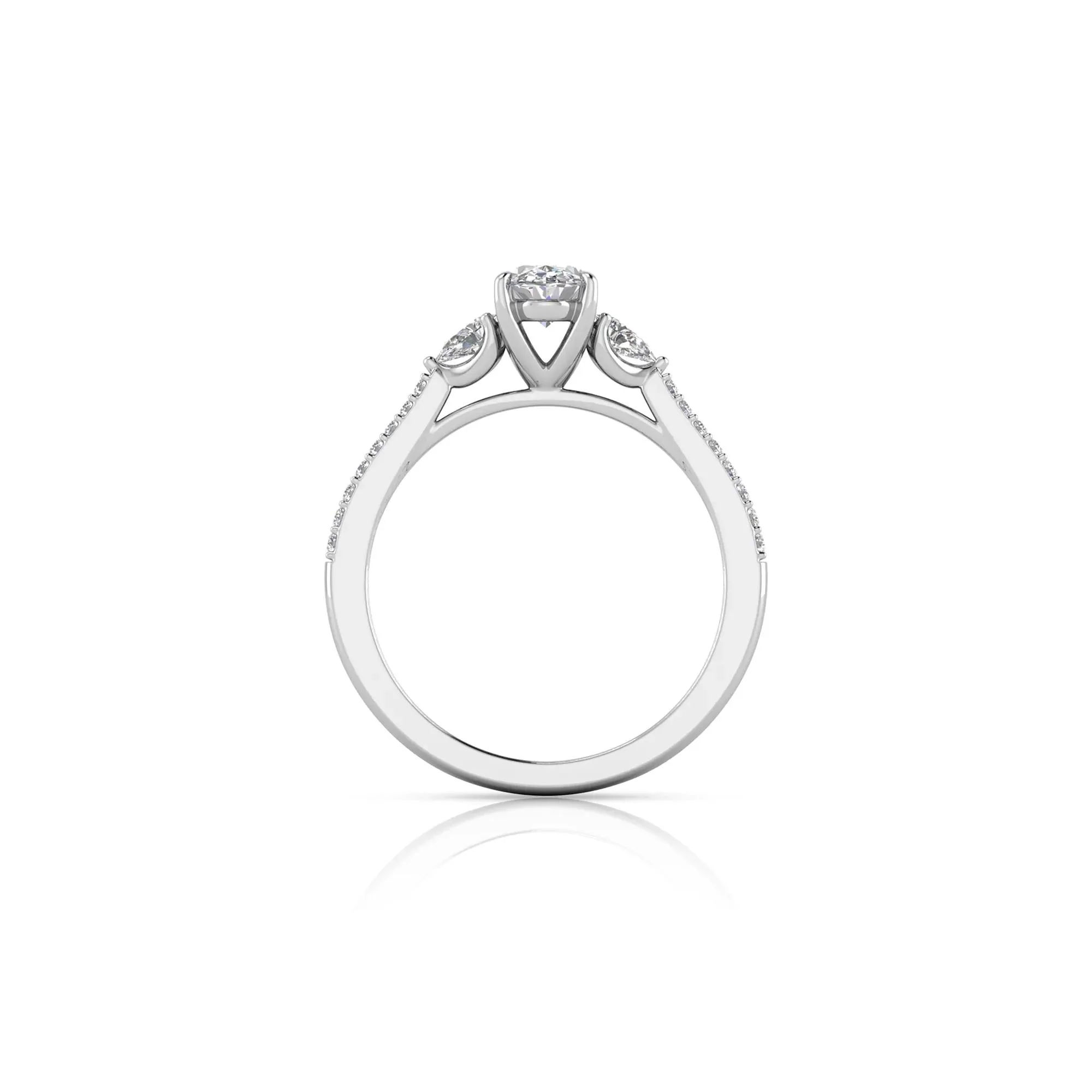 1 CT. Tw. Lab Grown Diamond Three-Stone Engagement Ring 10K White Gold Size 9 1.5mm - Image 2