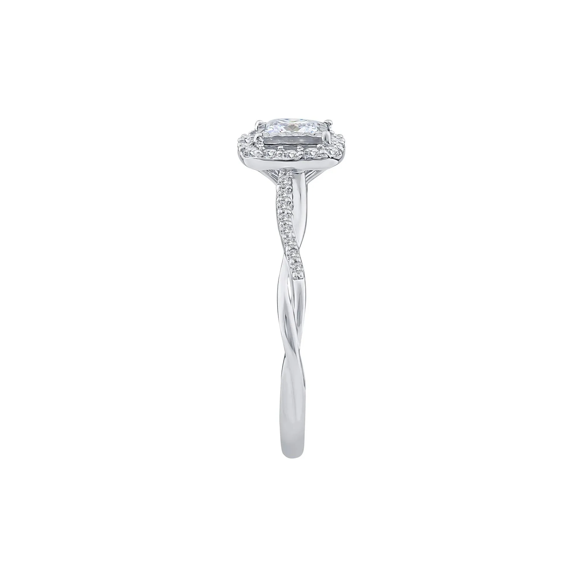 1/2 CT. Tw. Lab Grown Diamond Princess-Cut Halo Promise Ring 10K White Gold Size 8.5 1.5mm - Image 3