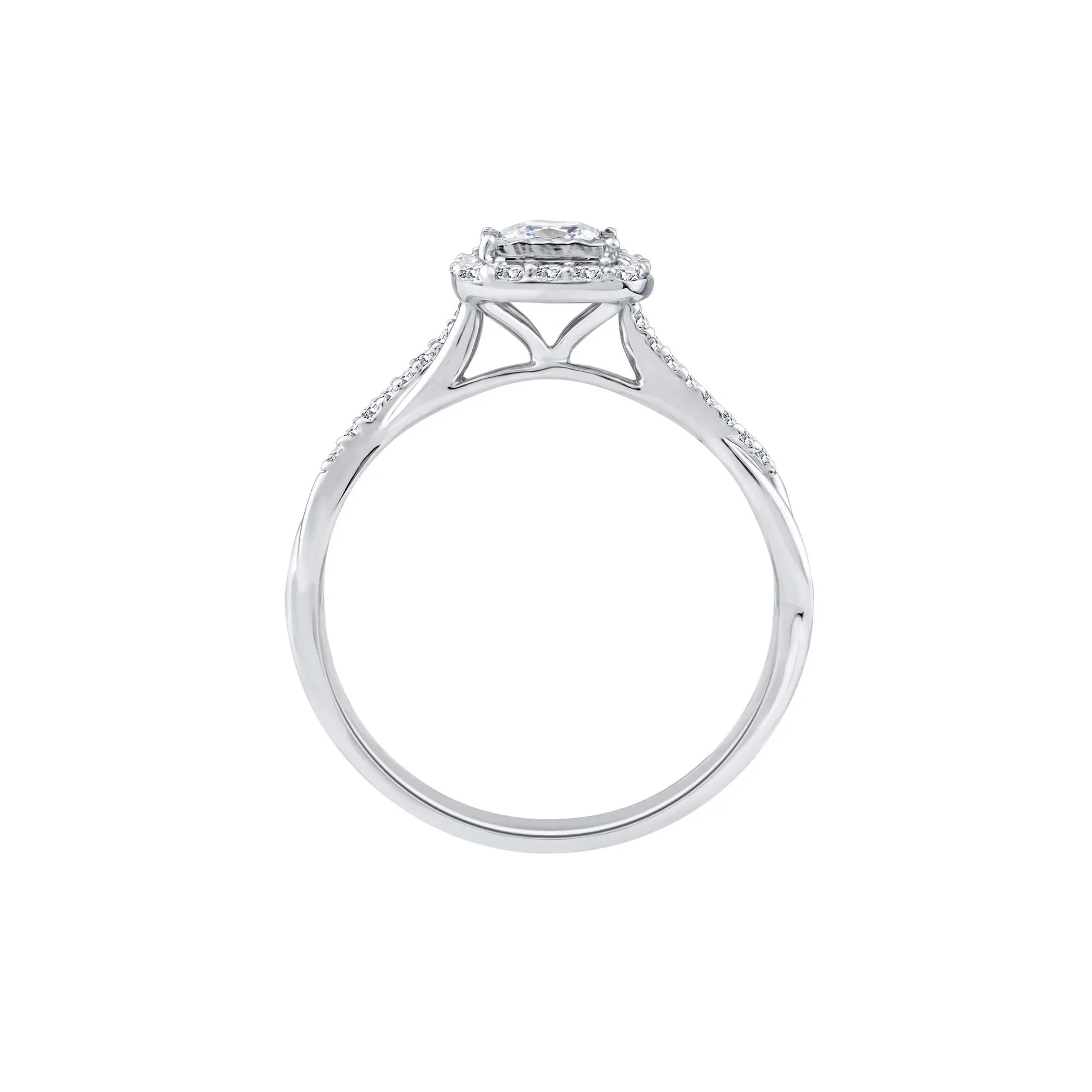 1/2 CT. Tw. Lab Grown Diamond Princess-Cut Halo Promise Ring 10K White Gold Size 9 1.5mm - Image 2