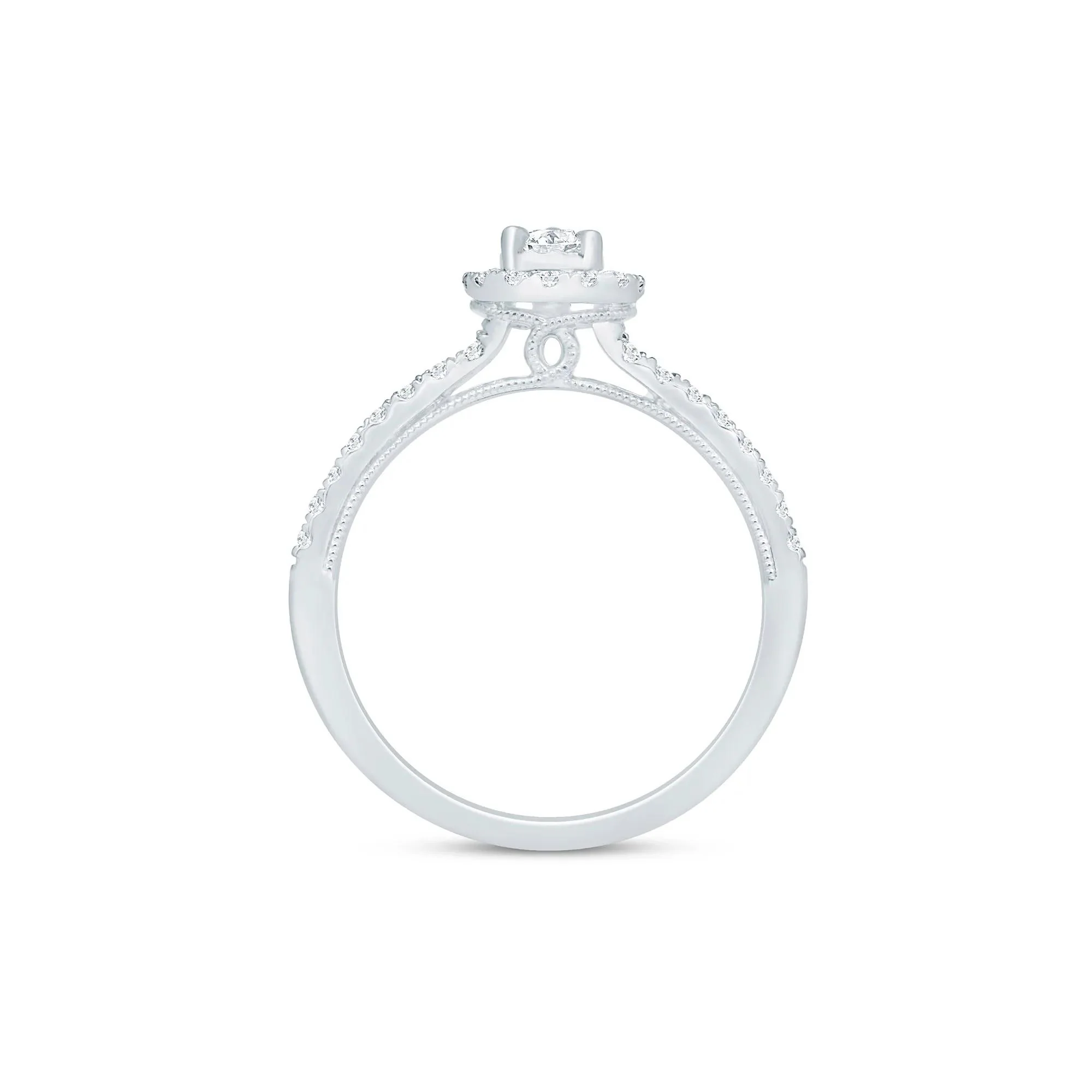 3/4 CT. Tw. Diamond Pear Halo Engagement Ring 10K White Gold Size 7.5 1.5mm - Image 2