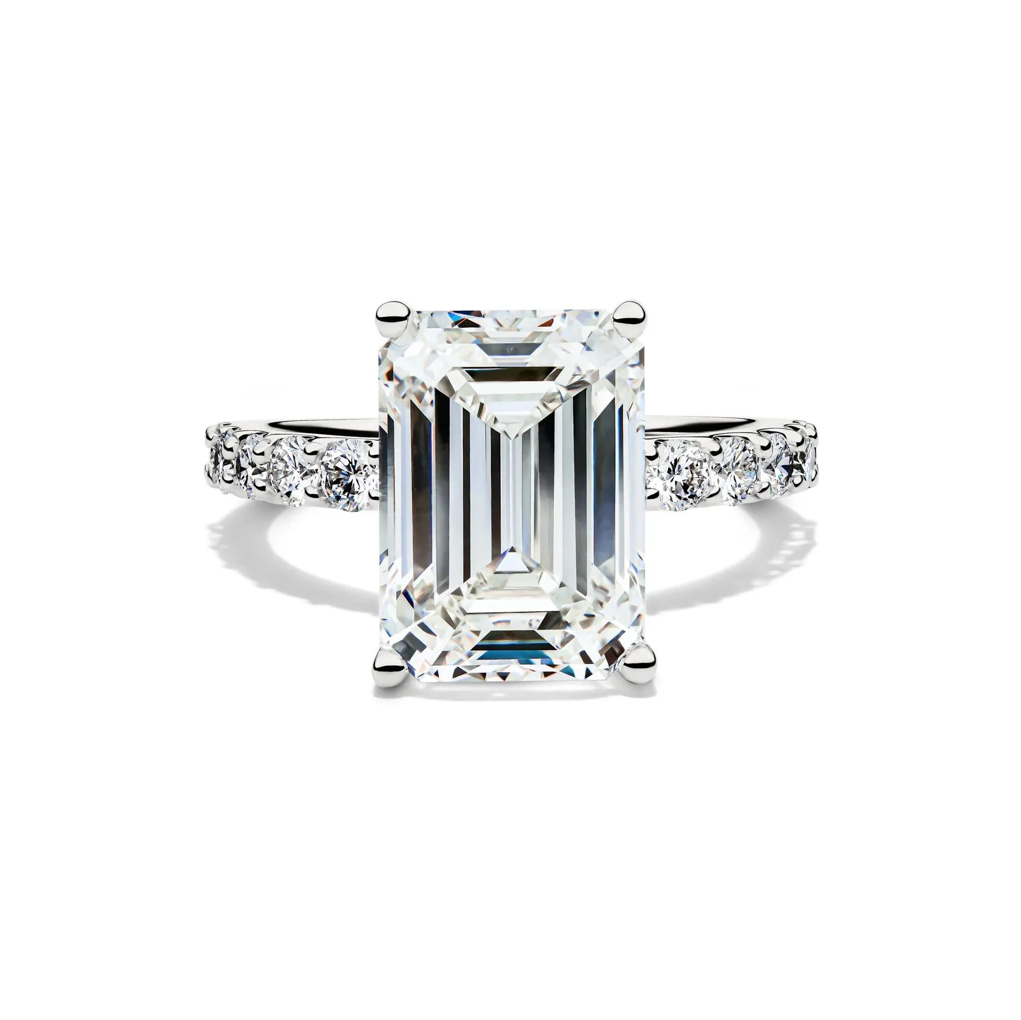 7 3/4 CT. Tw. Lab Grown Diamond Emerald-Cut Engagement Ring 14K White Gold Size 7 12.5mm