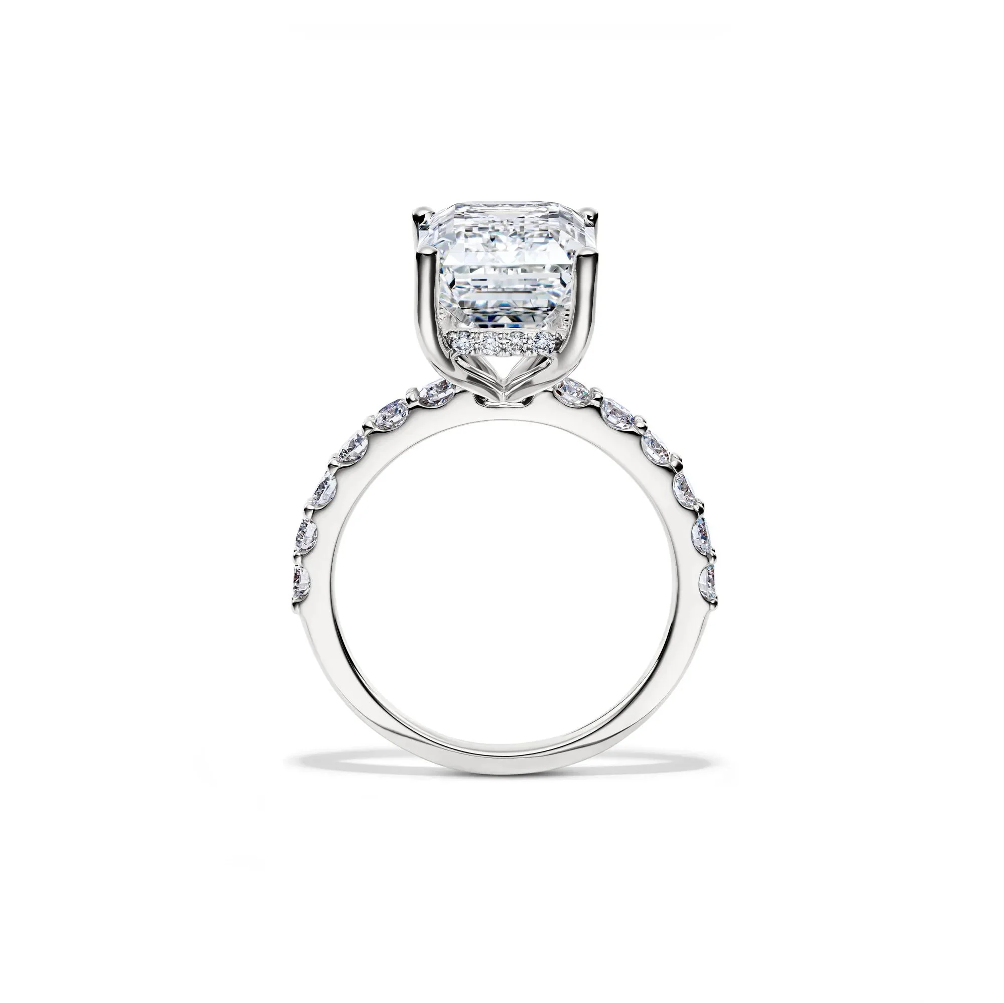 7 3/4 CT. Tw. Lab Grown Diamond Emerald-Cut Engagement Ring 14K White Gold Size 7 12.5mm - Image 2