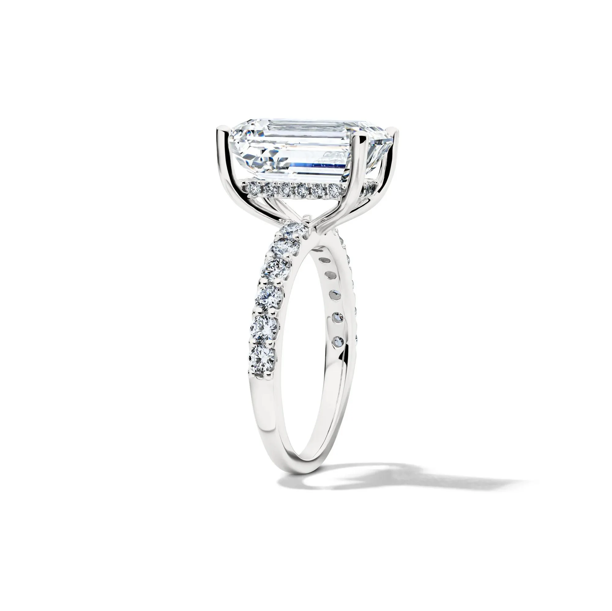 7 3/4 CT. Tw. Lab Grown Diamond Emerald-Cut Engagement Ring 14K White Gold Size 9 12.5mm - Image 3