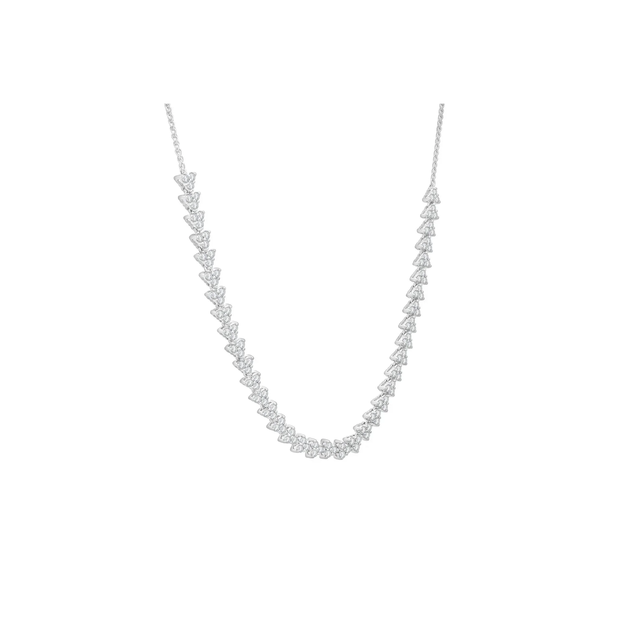 2 CT. Tw. Diamond Cluster Necklace 10K White Gold Size 17" - Image 2