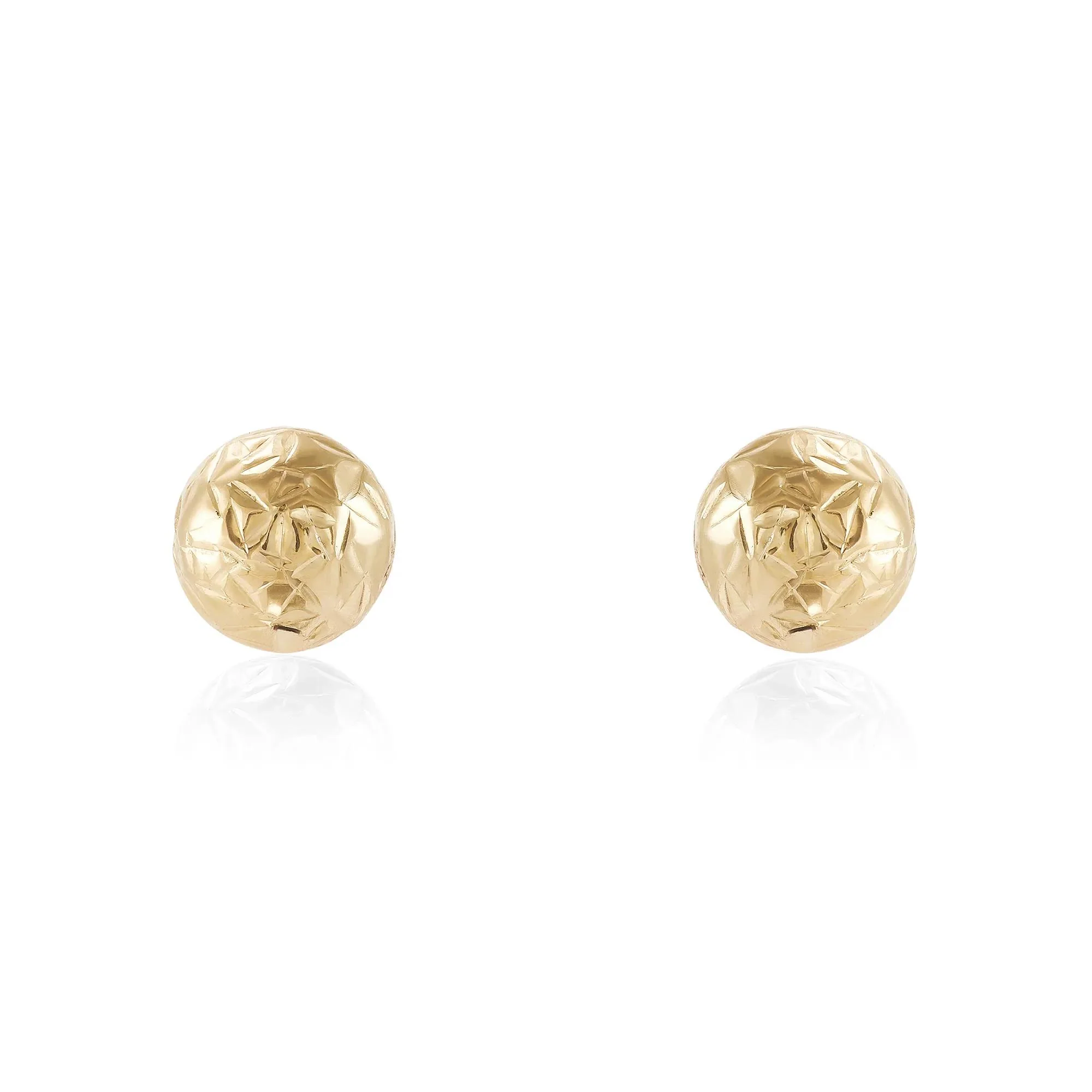 Diamond-Cut Ball Stud Earring 14K Yellow Gold Size 6.00mm - Image 2