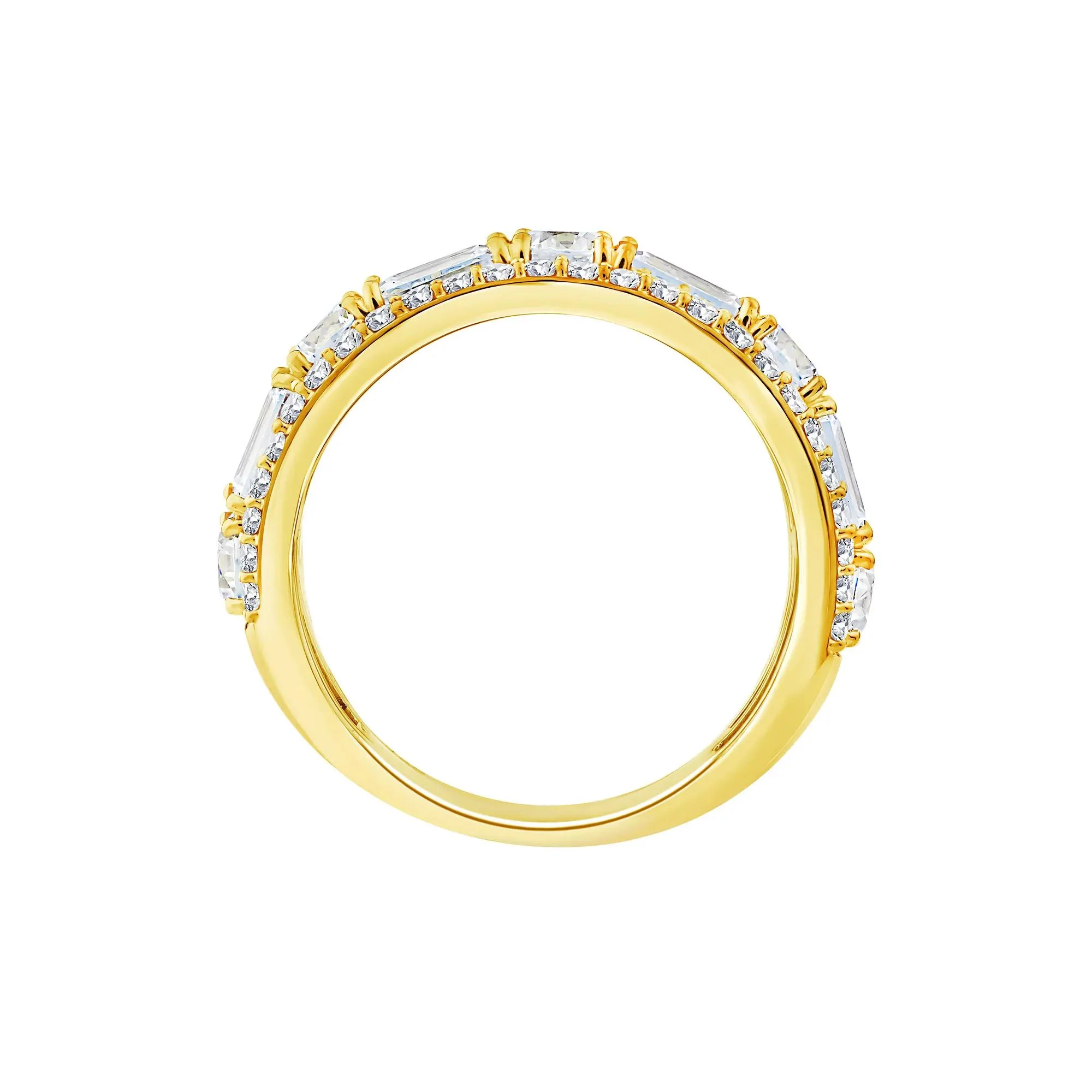 3 CT. Tw. Lab Grown Diamond Multi-Row Emerald-Cut Anniversary Band Ring 10K Yellow Gold Size 6 2.5mm - Image 2