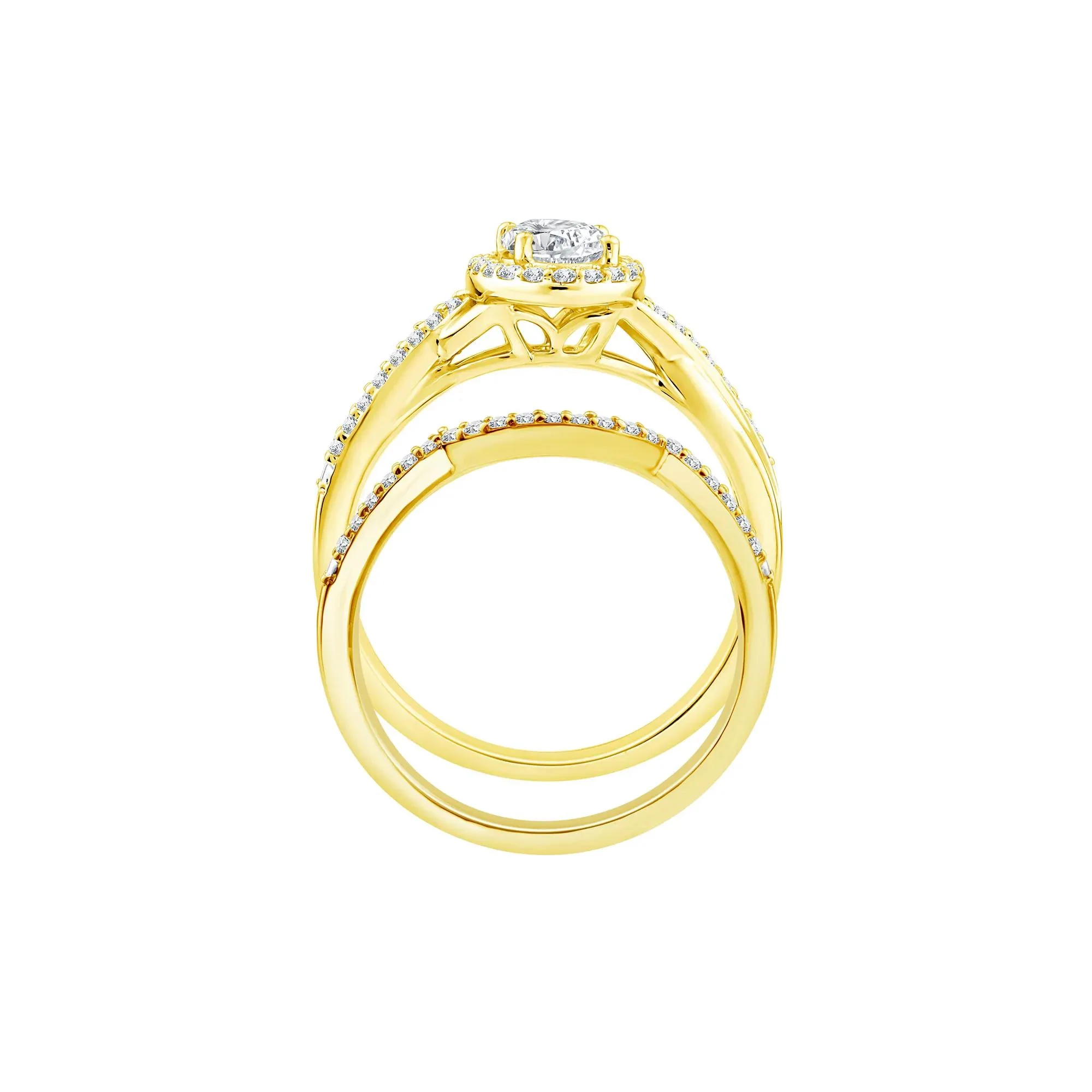 1 CT. Tw. Lab Grown Diamond Engagement Ring Set 10K Yellow Gold Size 9 1.5mm - Image 2