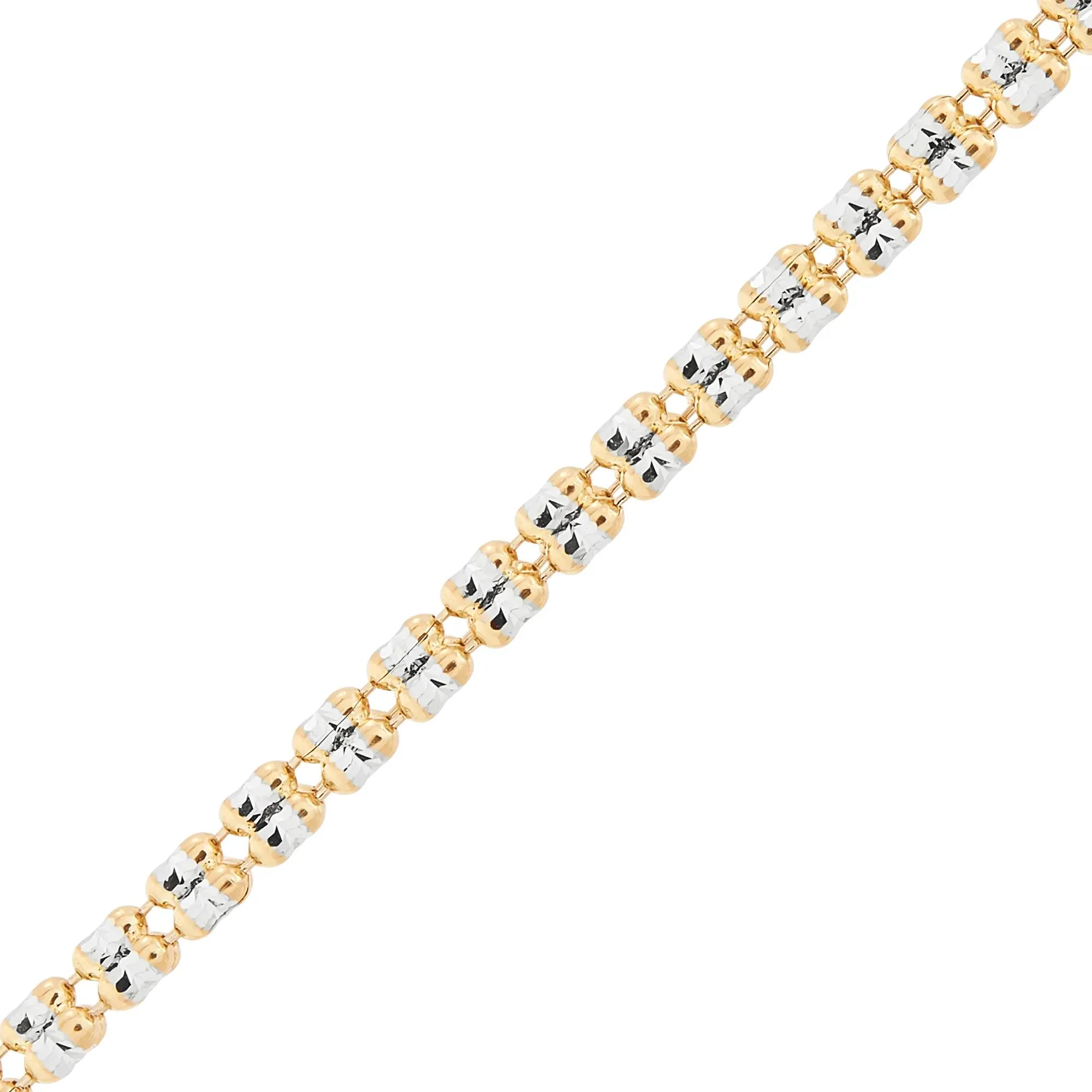 Iced Chain 10K Yellow and White Gold Necklace Size 17" - Image 2