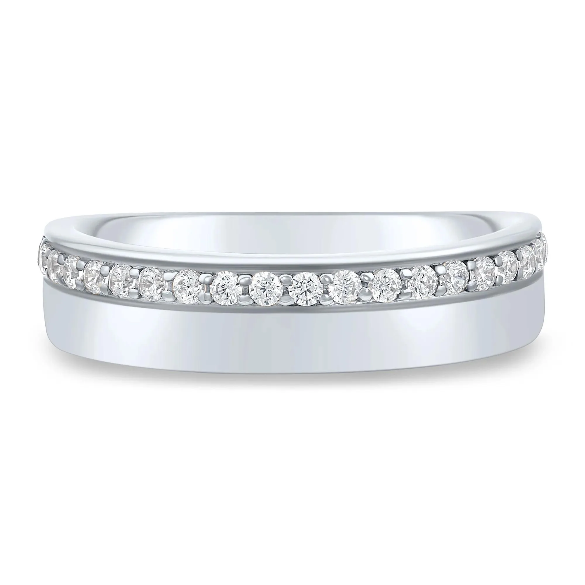 1/4 CT. Tw. Lab Grown Diamond High-Polish Band Ring 10K White Gold Round Brilliant Cut Size 7.5 1.5mm