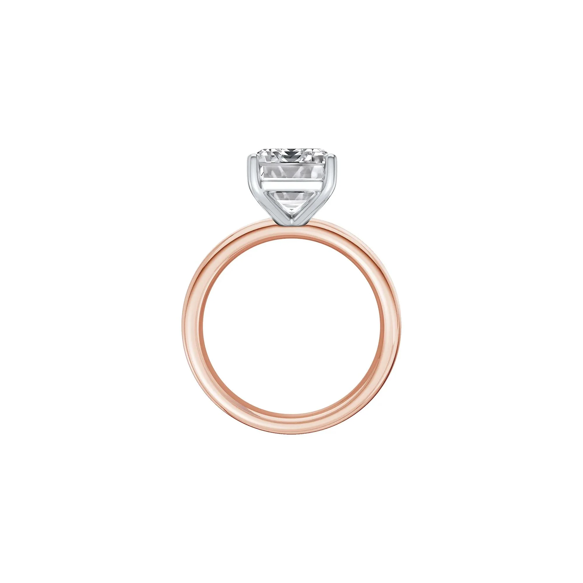 3 CT. Tw. Lab Grown Diamond Asscher Cut Solitaire Ring 14K Rose and White Gold Size 4 2mm - Image 2