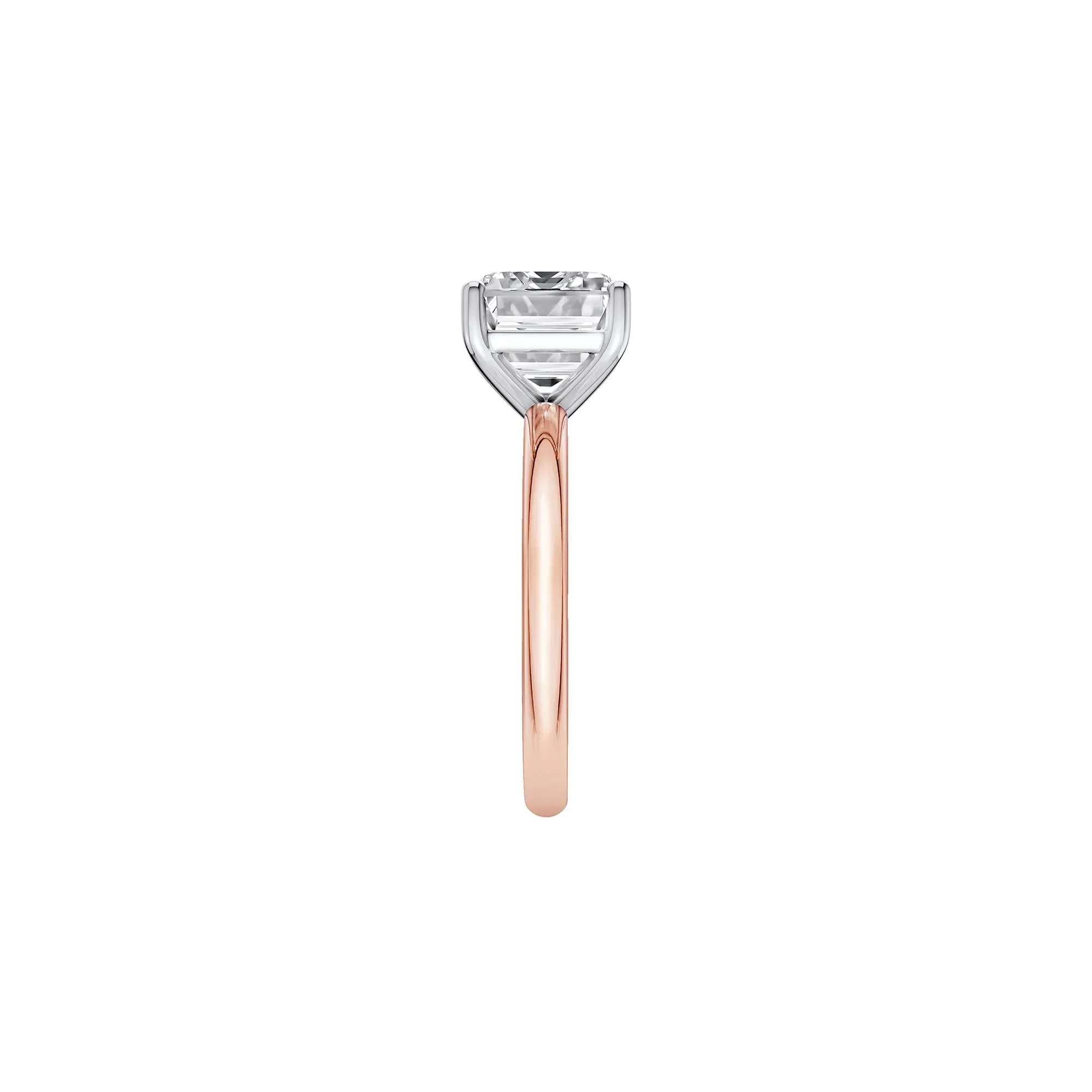 3 CT. Tw. Lab Grown Diamond Asscher Cut Solitaire Ring 14K Rose and White Gold Size 5.5 2mm - Image 3