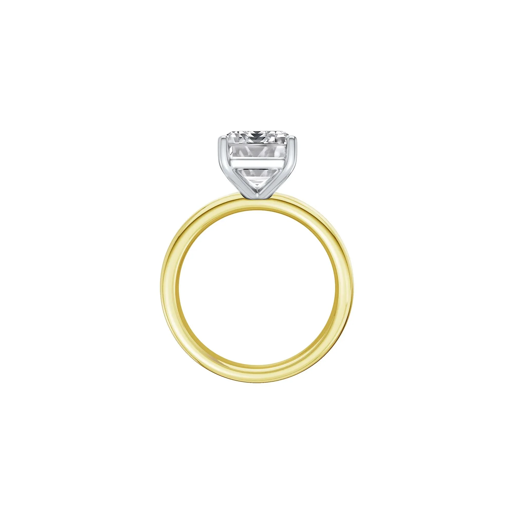 3 CT. Tw. Lab Grown Diamond Asscher Cut Solitaire Ring 14K Yellow and White Gold Size 11 2mm - Image 2
