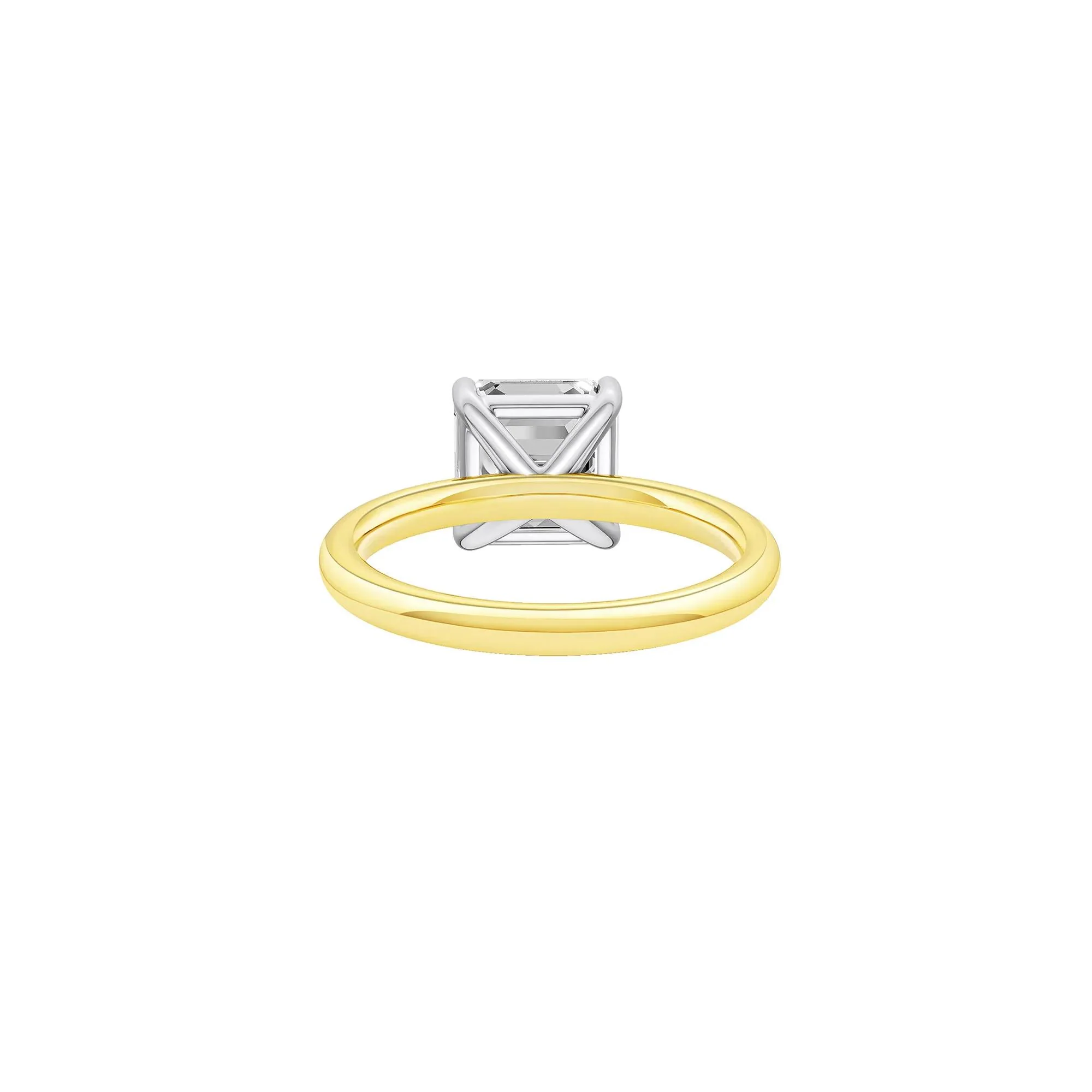 3 CT. Tw. Lab Grown Diamond Asscher Cut Solitaire Ring 14K Yellow and White Gold Size 8 2mm - Image 4