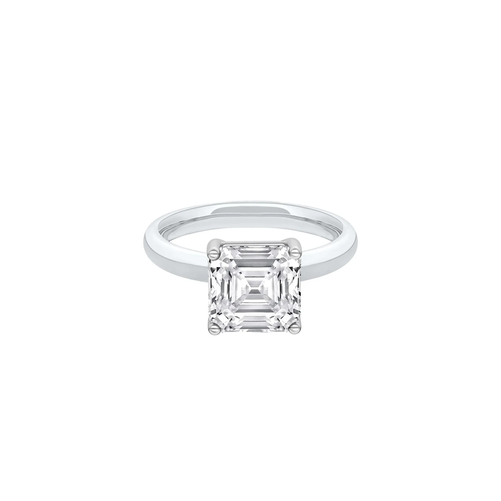 3 CT. Tw. Lab Grown Diamond Asscher Cut Solitaire Ring Platinum White Size 7 2mm