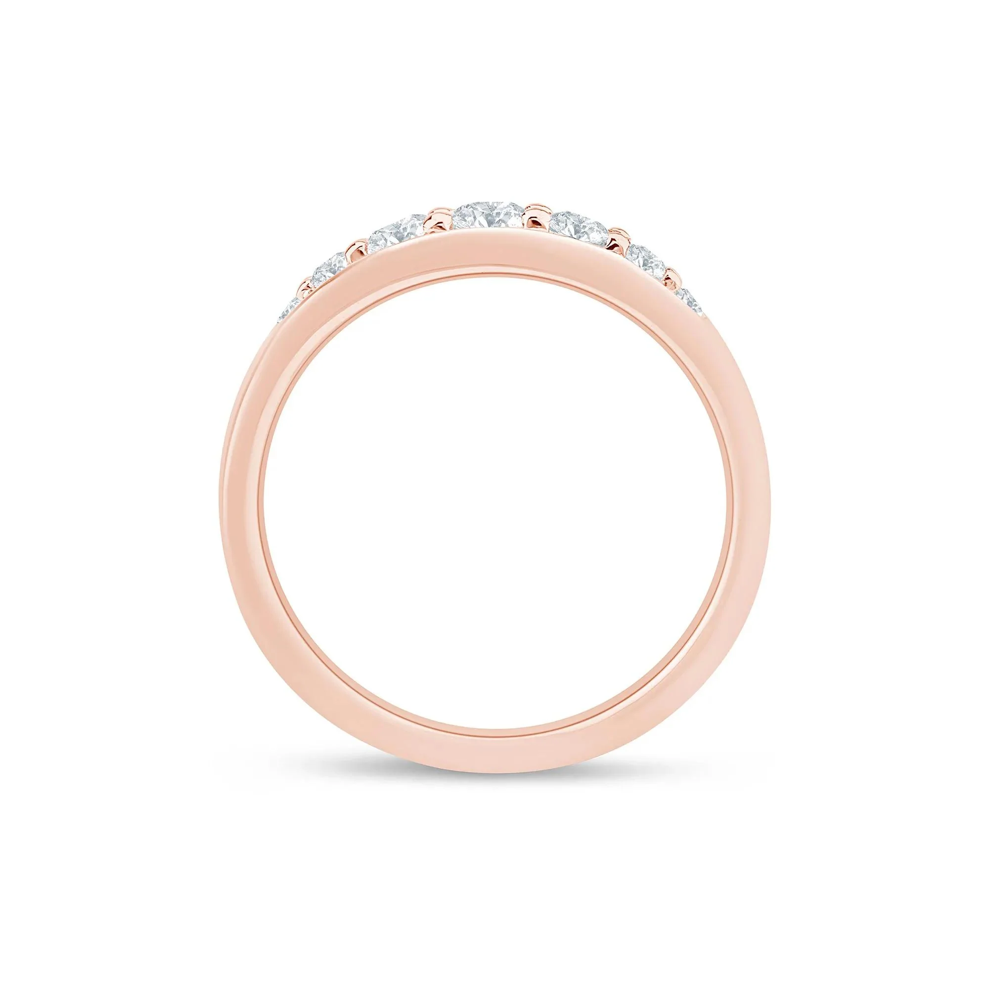 Lab Grown Diamond Graduated Channel Band Ring 14K Rose Gold Size 7.5 1.5mm - Image 2