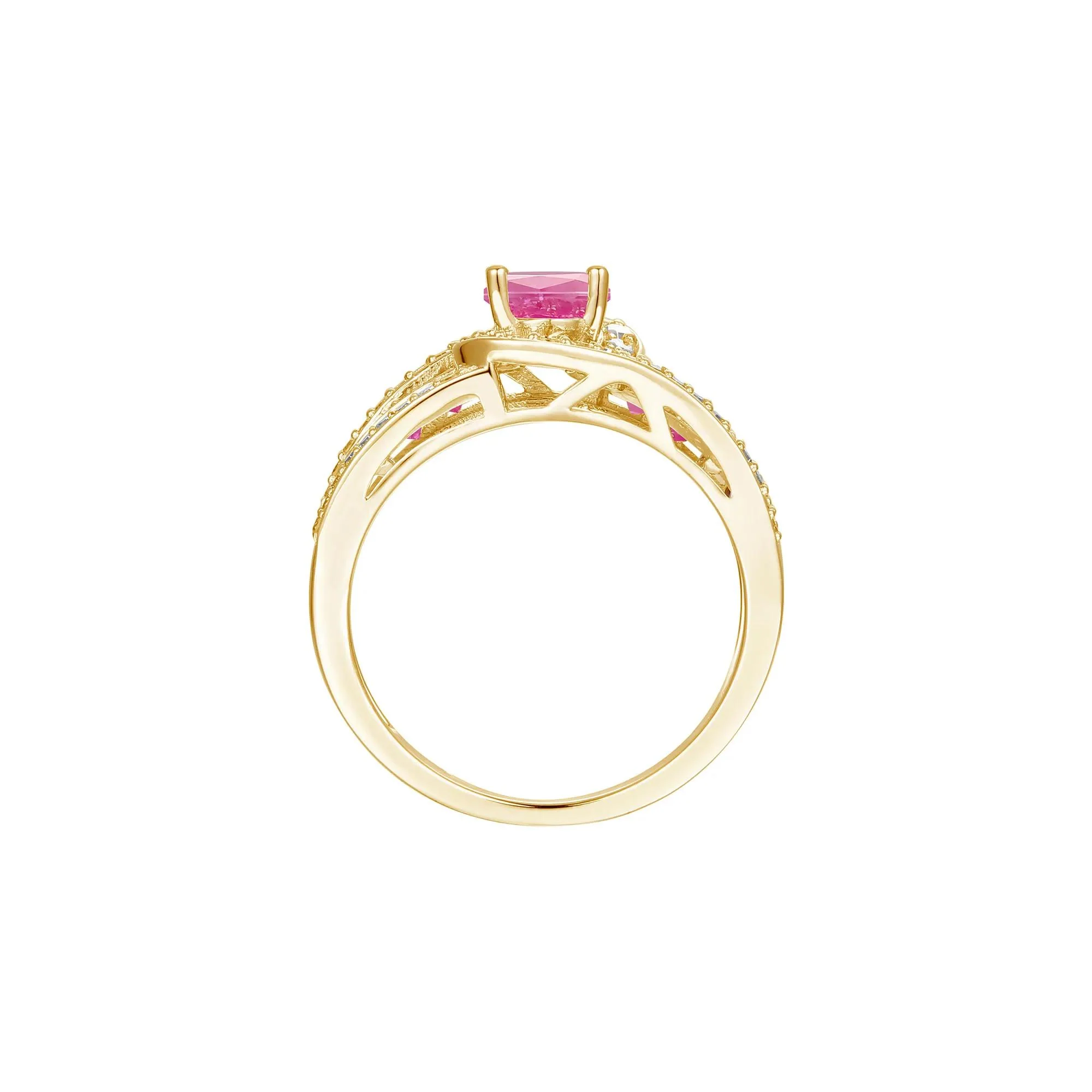 3/8 CT. Tw. Ruby and Diamond Band Ring 10K Yellow Gold Size 6 1mm - Image 2