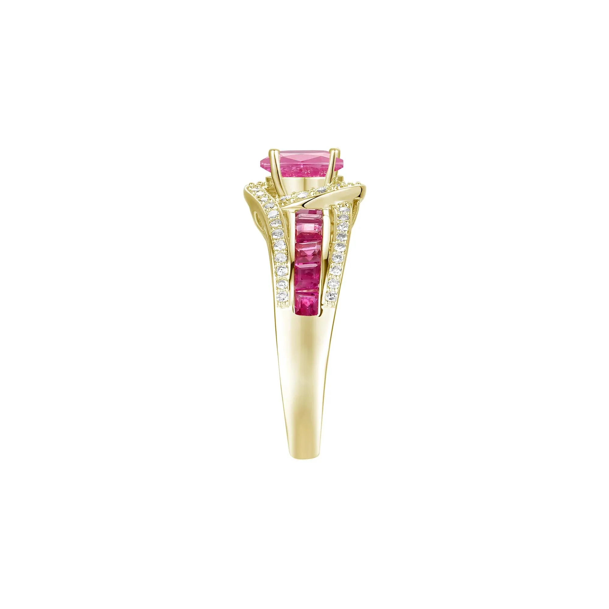 3/8 CT. Tw. Ruby and Diamond Band Ring 10K Yellow Gold Size 7 1mm - Image 3