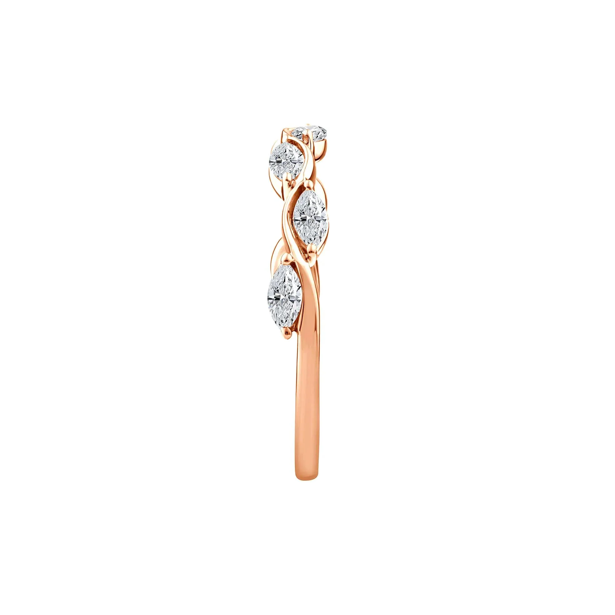 1/2 CT. Tw. Lab Grown Diamond Marquise Stack Band Ring 10K Rose Gold Size 6 1.5mm - Image 3