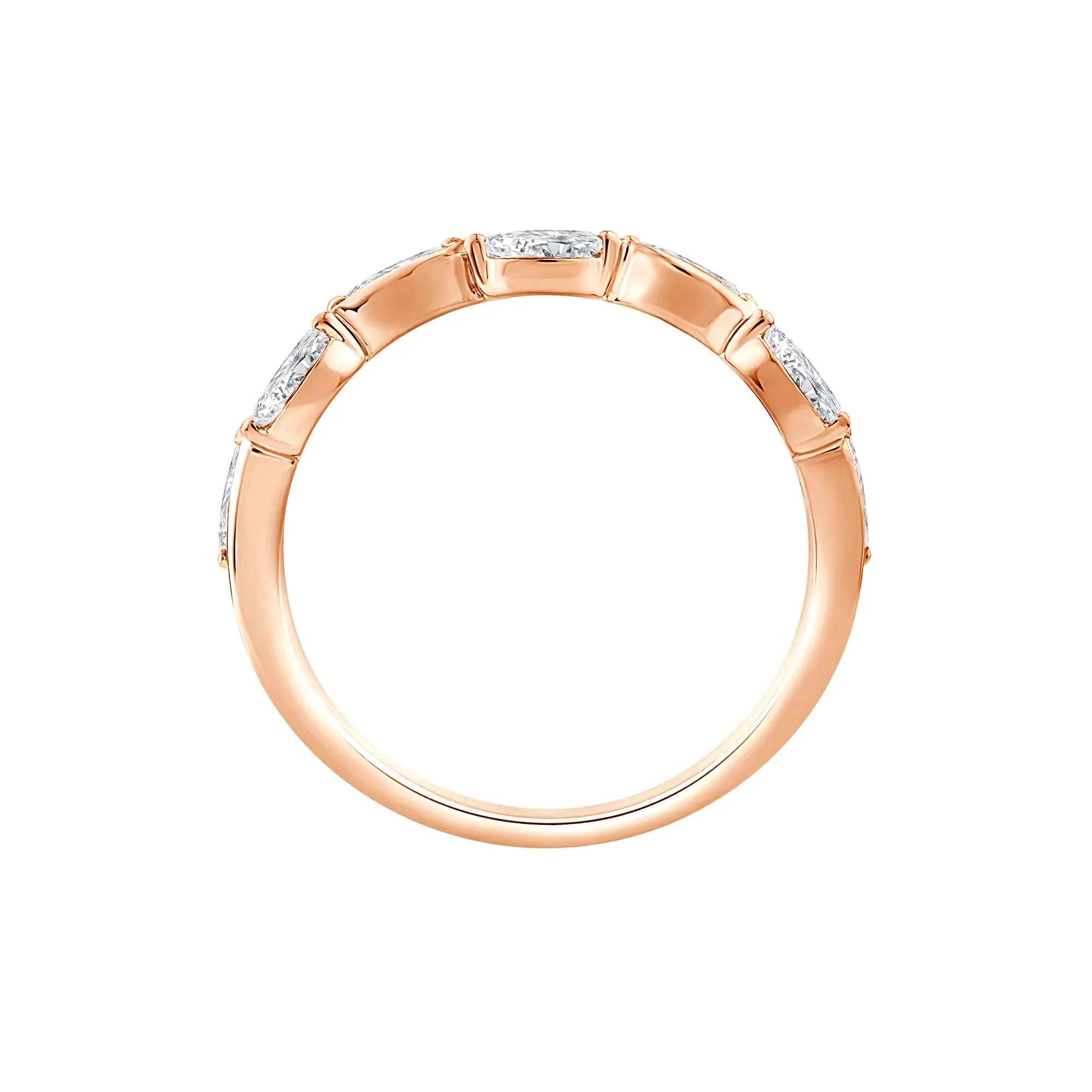 1/2 CT. Tw. Lab Grown Diamond Marquise Stack Band Ring 10K Rose Gold Size 7.5 1.5mm - Image 2