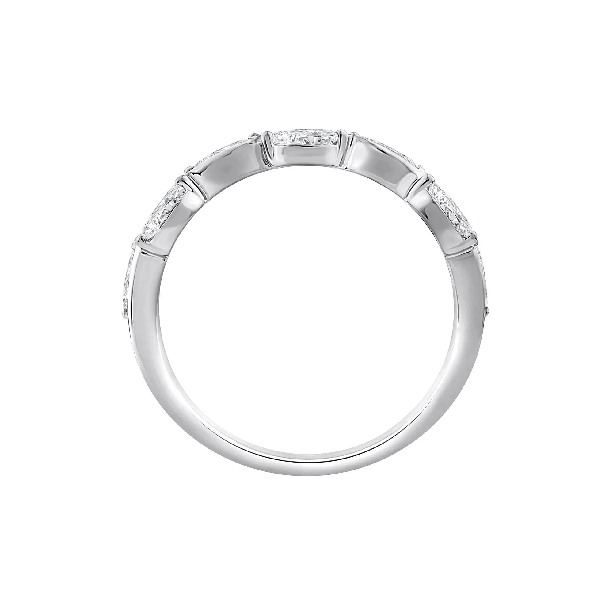1/2 CT. Tw. Lab Grown Diamond Marquise Stack Band Ring 10K White Gold Size 5.5 1.5mm - Image 2