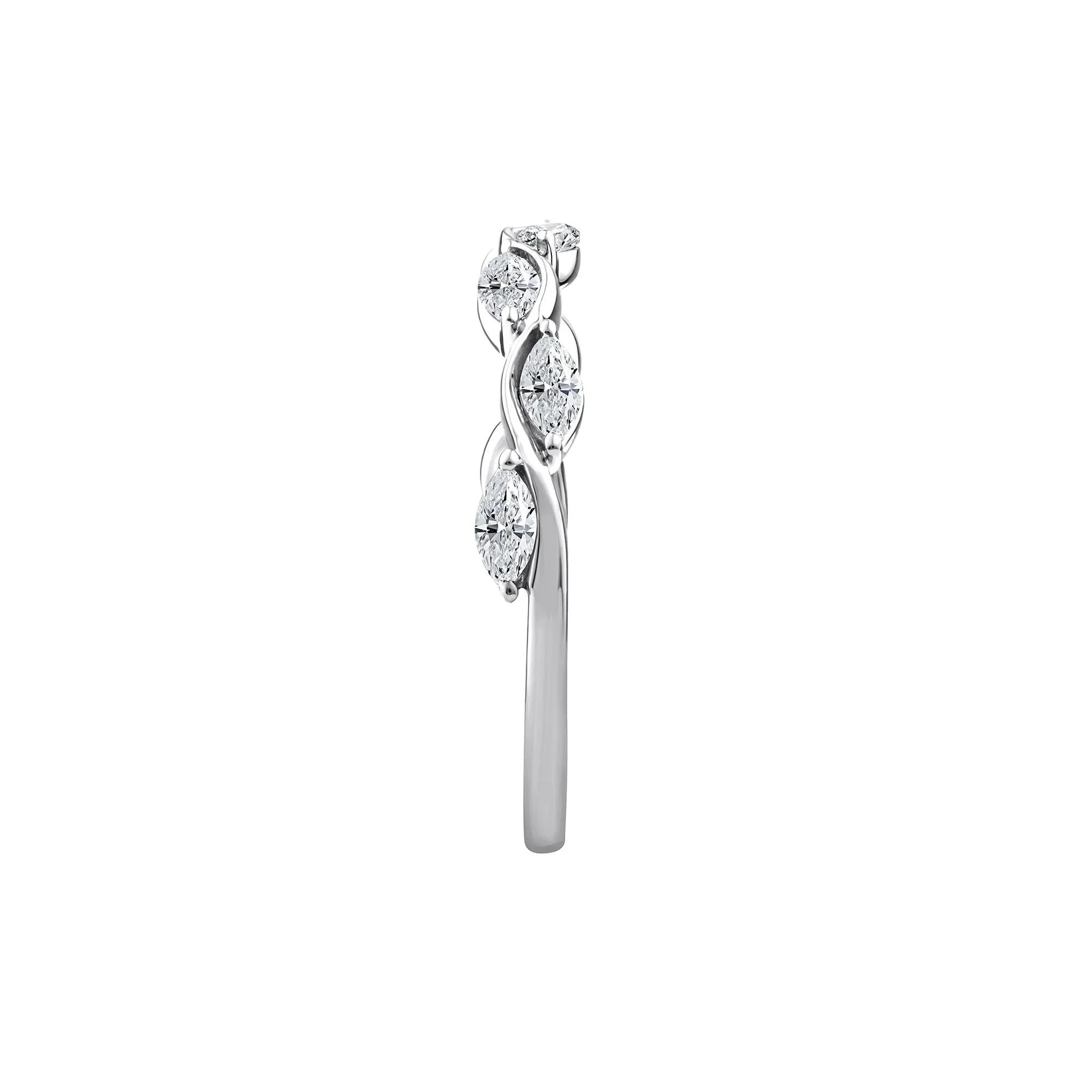 1/2 CT. Tw. Lab Grown Diamond Marquise Stack Band Ring 10K White Gold Size 8 1.5mm - Image 3
