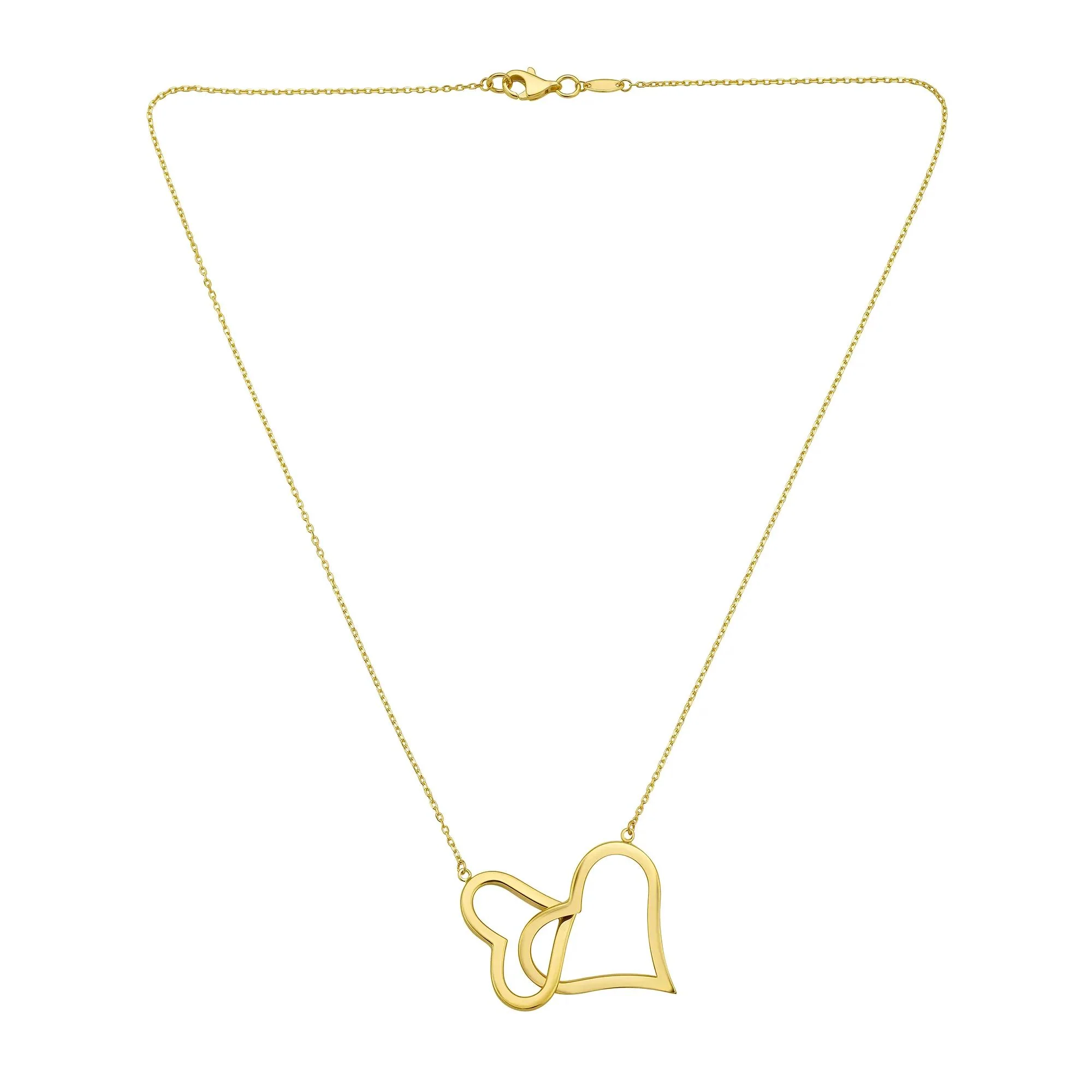 Interlocking Heart Necklace 14K Yellow Gold Size 16.75" - Image 2
