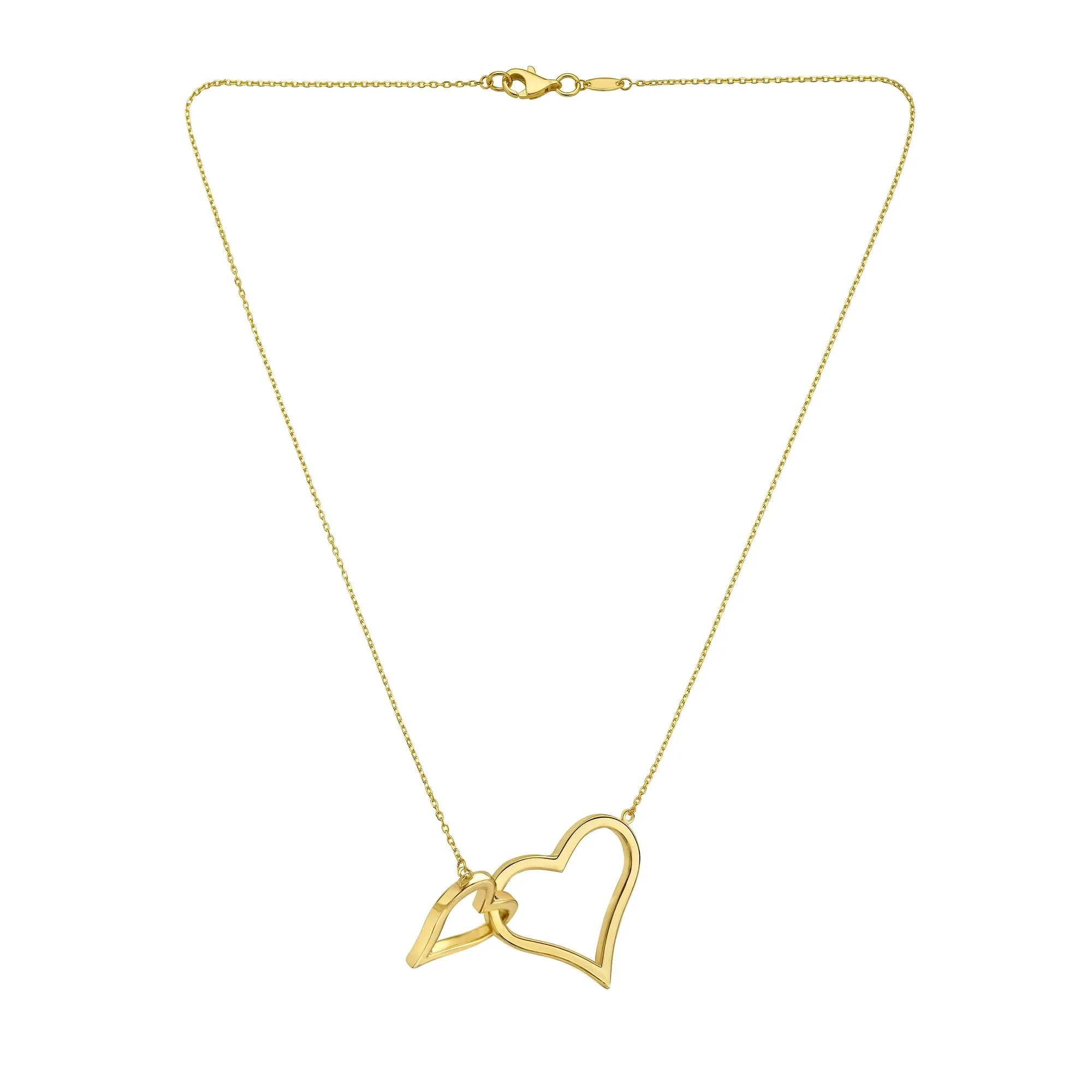 Interlocking Heart Necklace 14K Yellow Gold Size 16.75" - Image 3