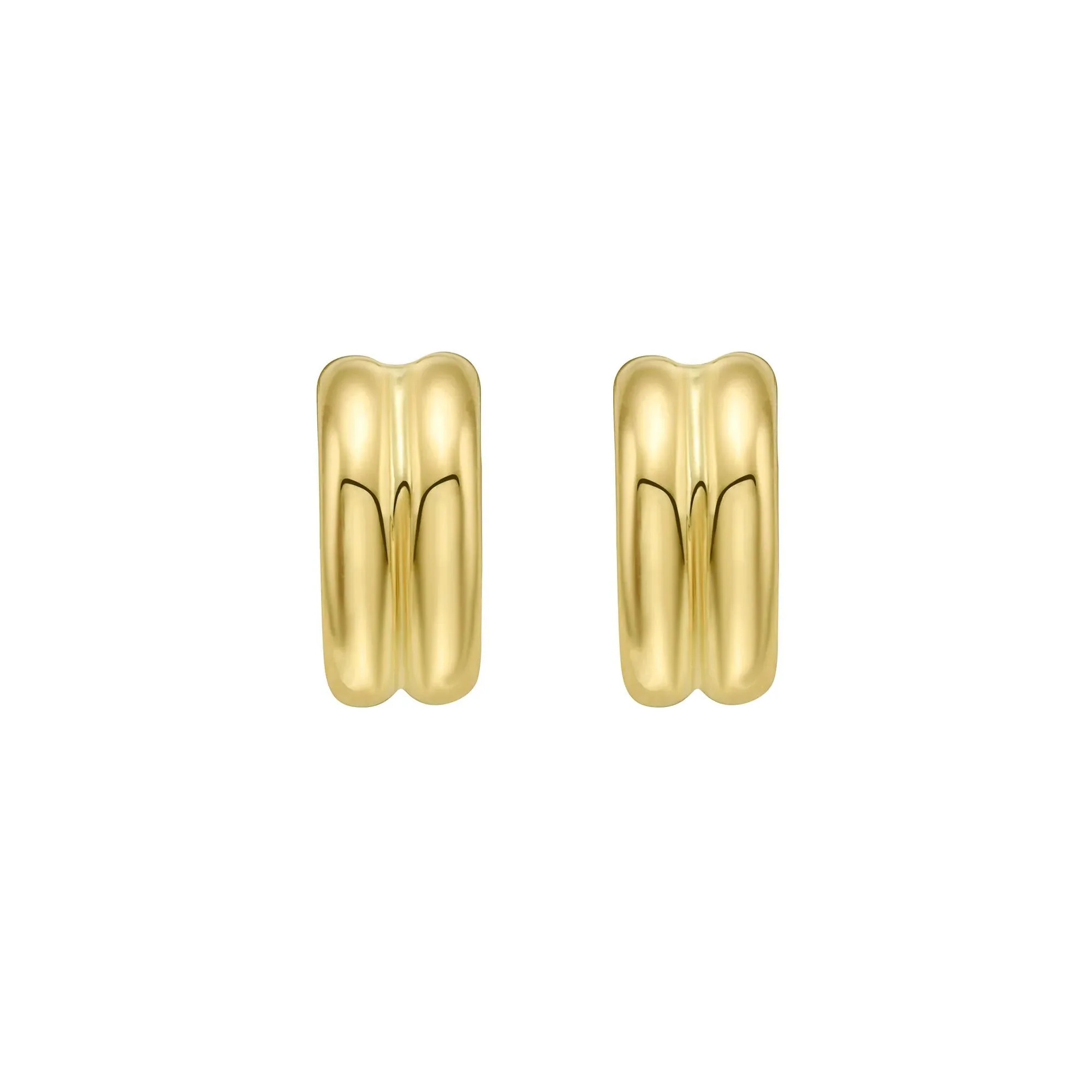 Double Row Huggie Hoop Earrings 14K Yellow Gold Size 5.00mm - Image 2