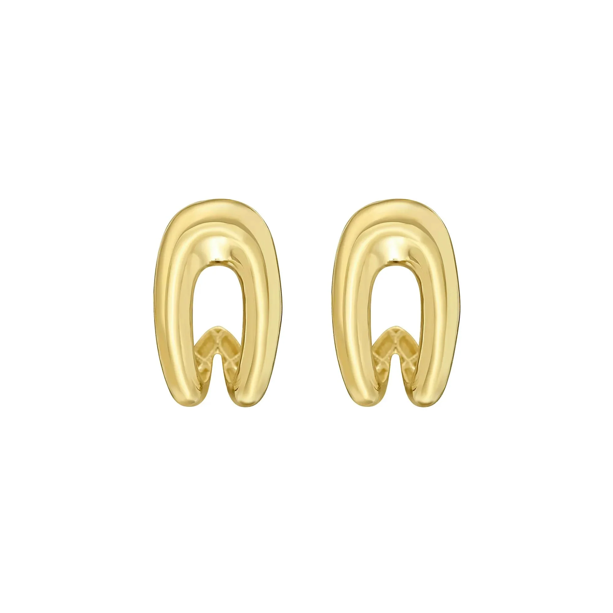 Open Drop Huggie Earrings 14K Yellow Gold Size 6.10mm - Image 2