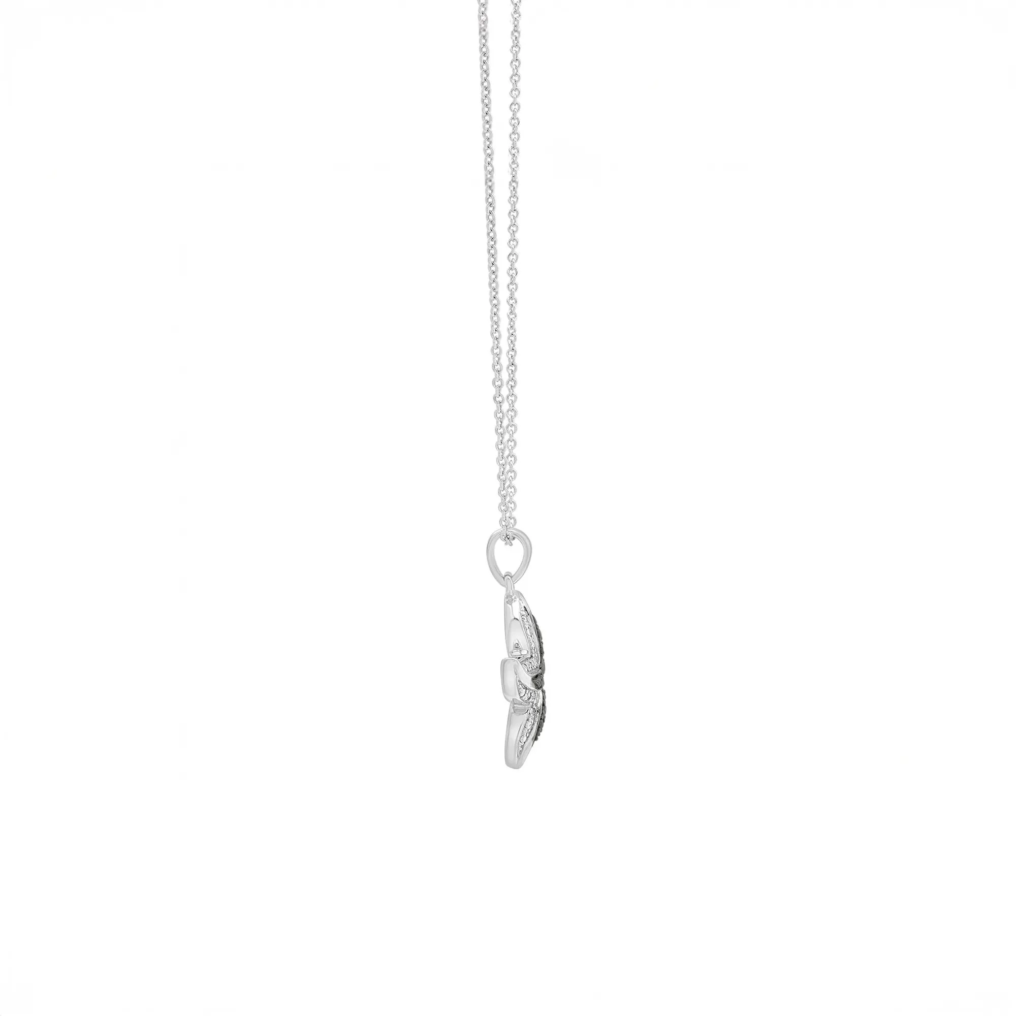 Diamond Accent Starfish Pendant Necklace .925 Sterling Silver White Size 18" - Image 2