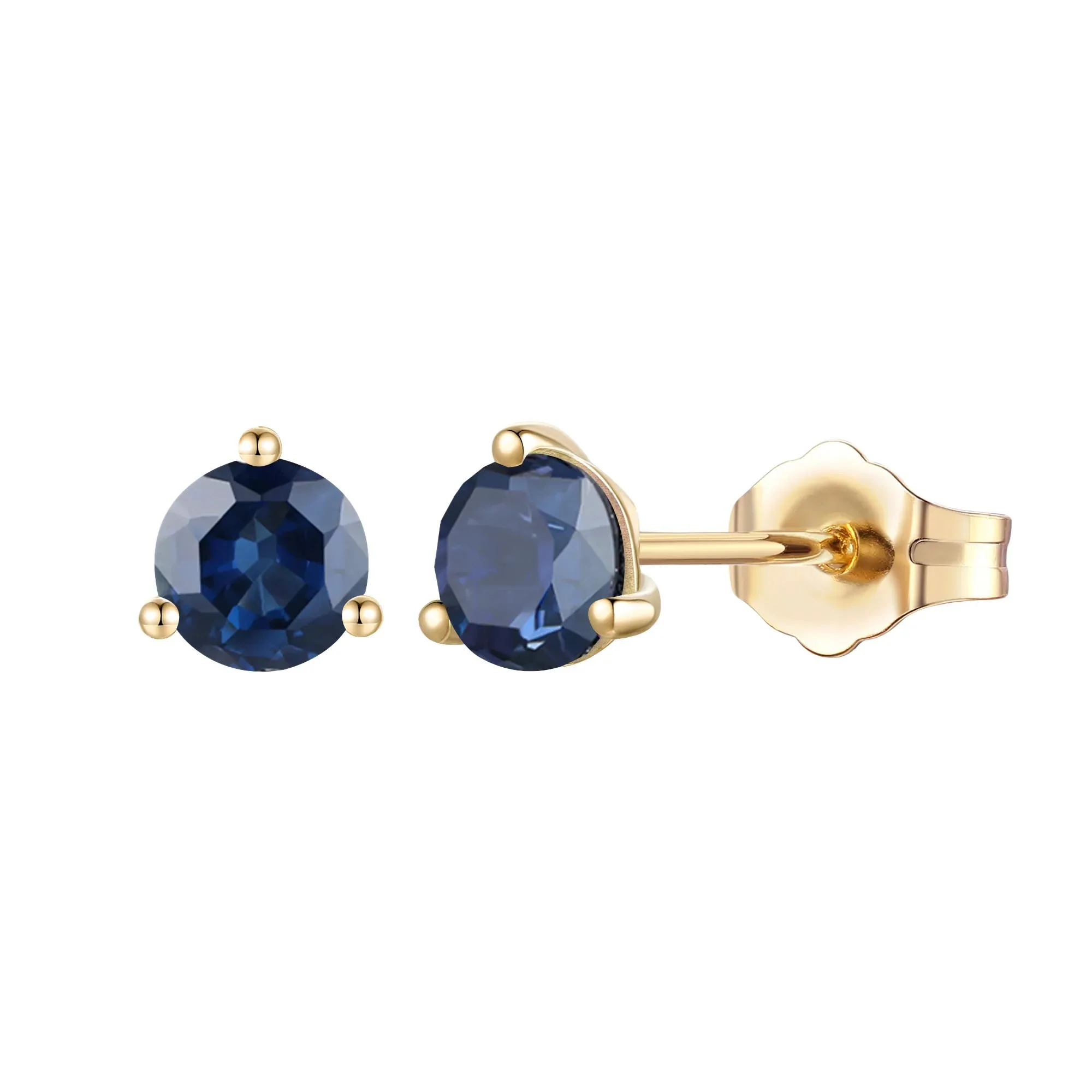 Blue Sapphire Stud Earrings 10K Yellow Gold Size 5.00mm
