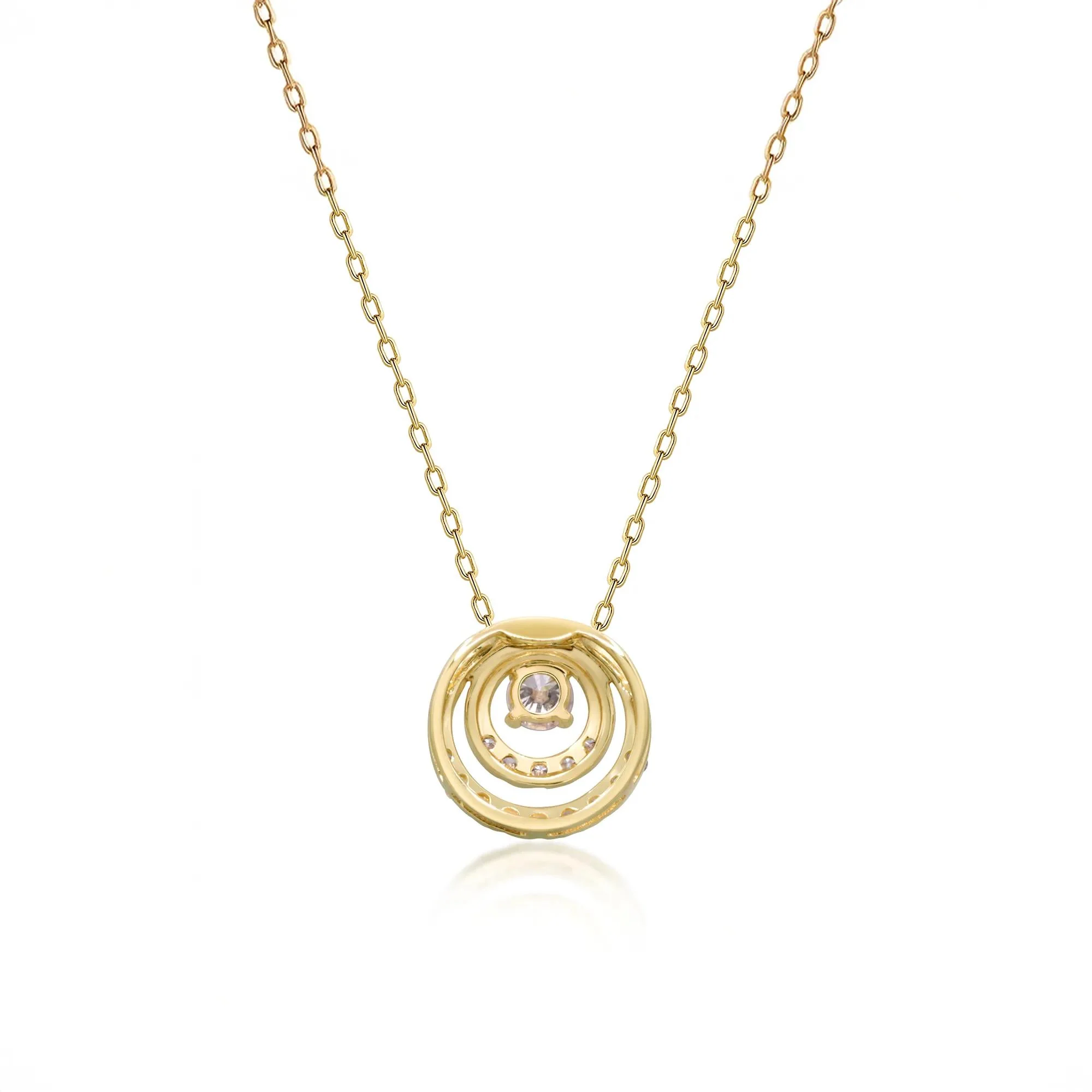 1/5 CT. Tw. Diamond Circle Pendant Necklace 10K Yellow Gold Size 18" - Image 3