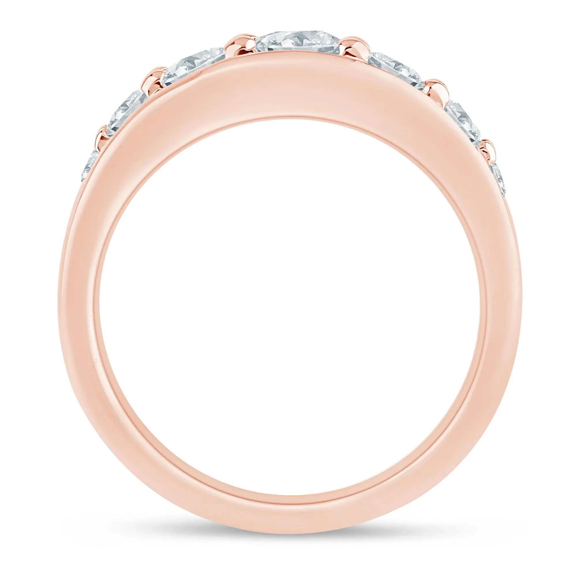 1 CT. Tw. Lab Grown Diamond Graduated Channel Band Ring 14K Rose Gold Size 7 1.5mm - Image 2