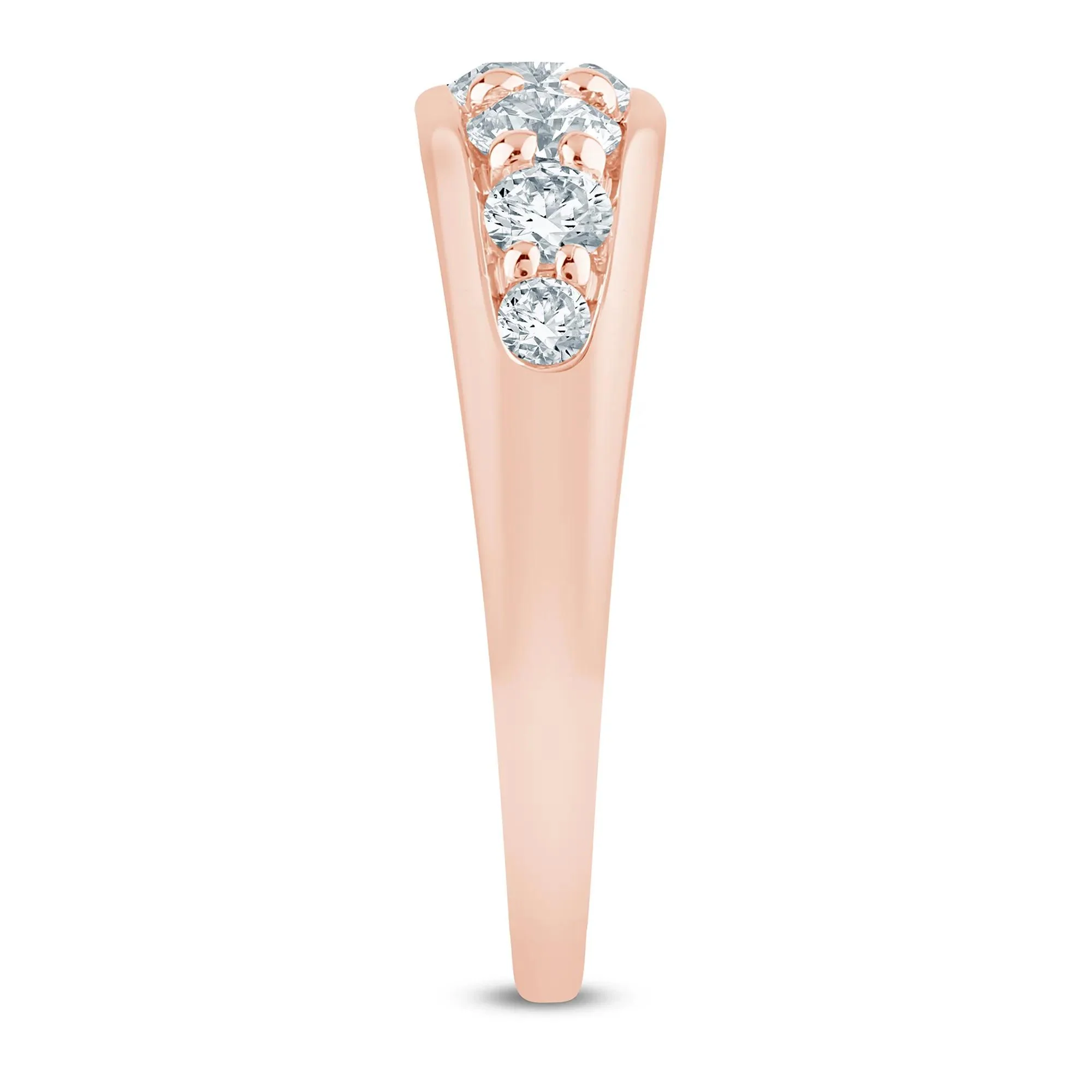 1 CT. Tw. Lab Grown Diamond Graduated Channel Band Ring 14K Rose Gold Size 8.5 1.5mm - Image 3