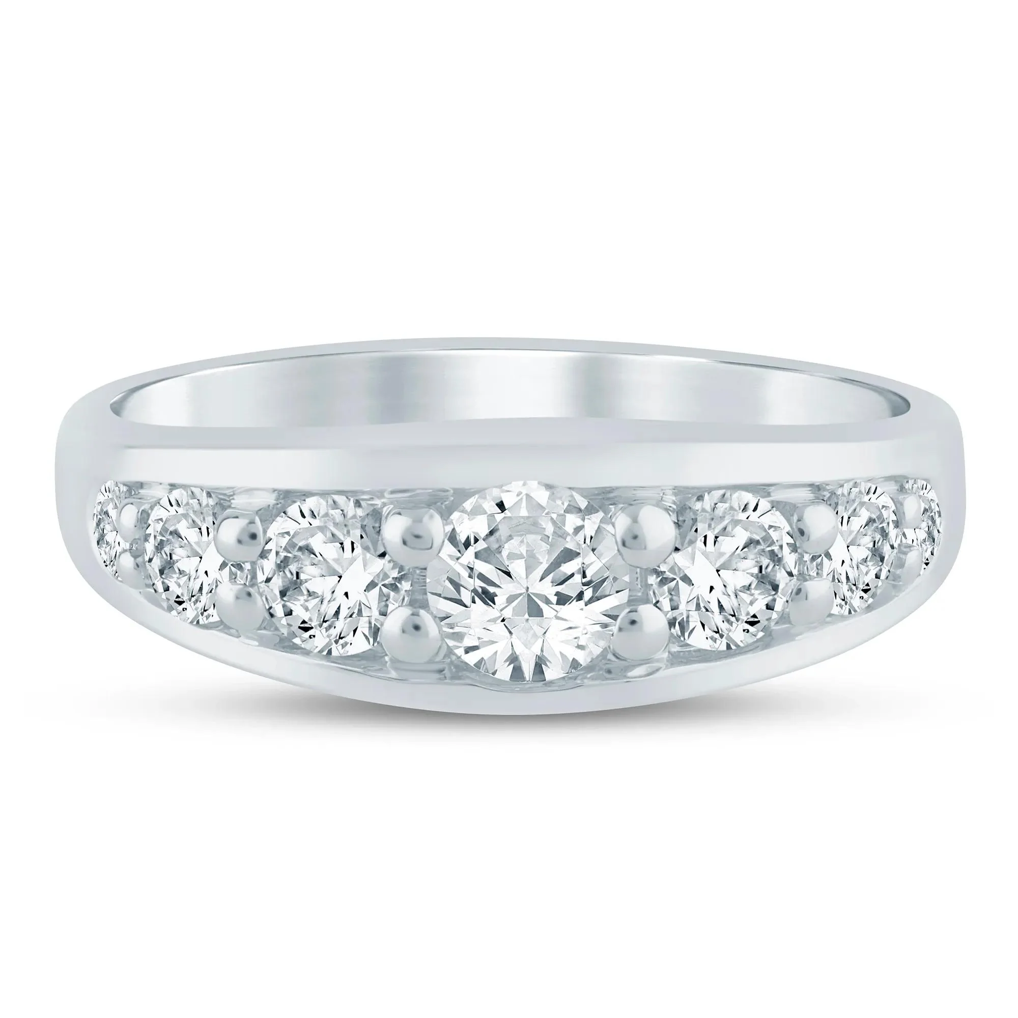 1 CT. Tw. Lab Grown Diamond Graduated Channel Band Ring 14K White Gold Size 5.5 1.5mm