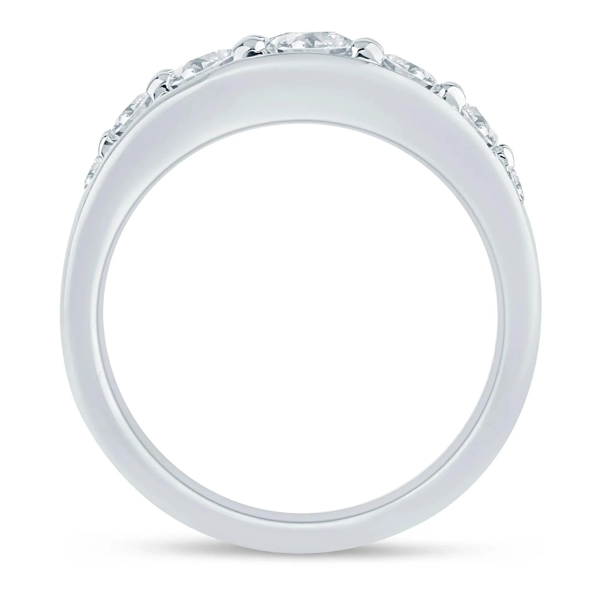 1 CT. Tw. Lab Grown Diamond Graduated Channel Band Ring 14K White Gold Size 6.5 1.5mm - Image 2