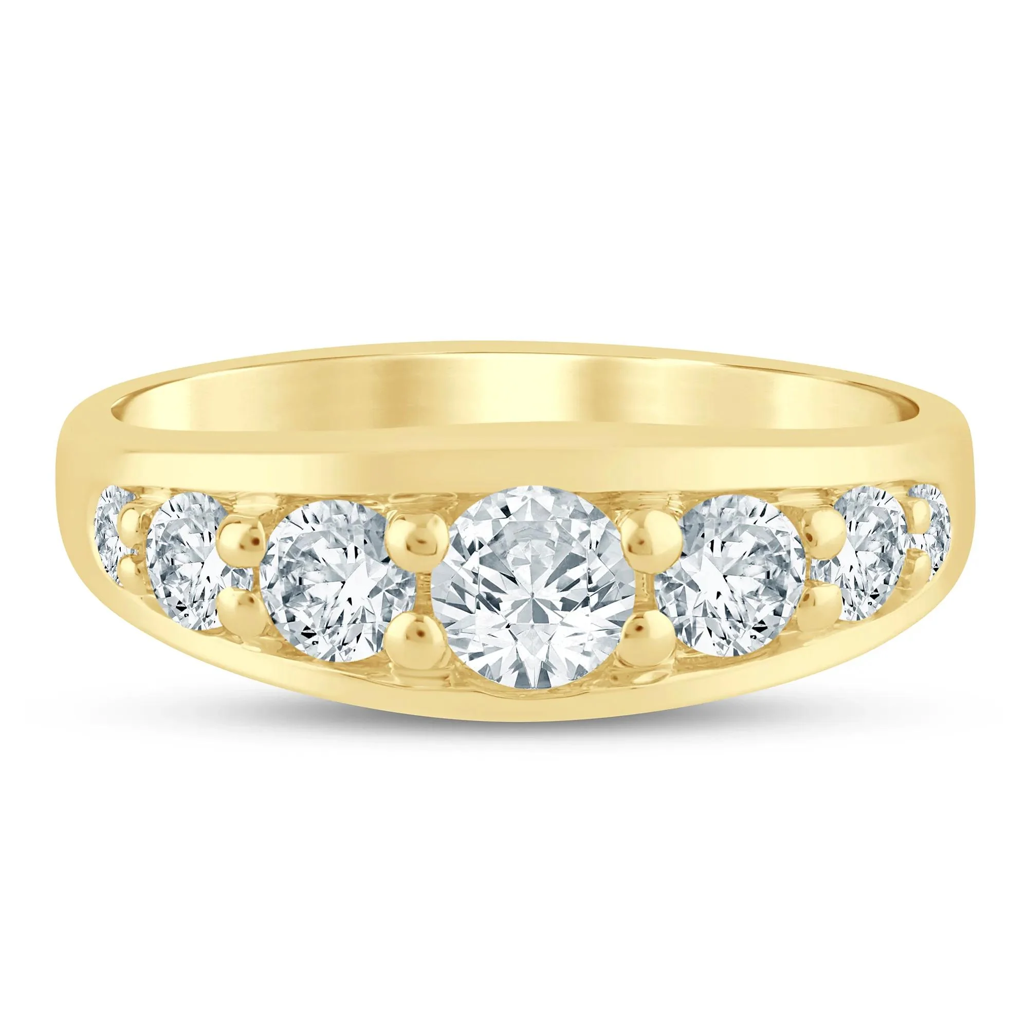 1 CT. Tw. Lab Grown Diamond Graduated Channel Band Ring 14K Yellow Gold Size 7.5 1.5mm