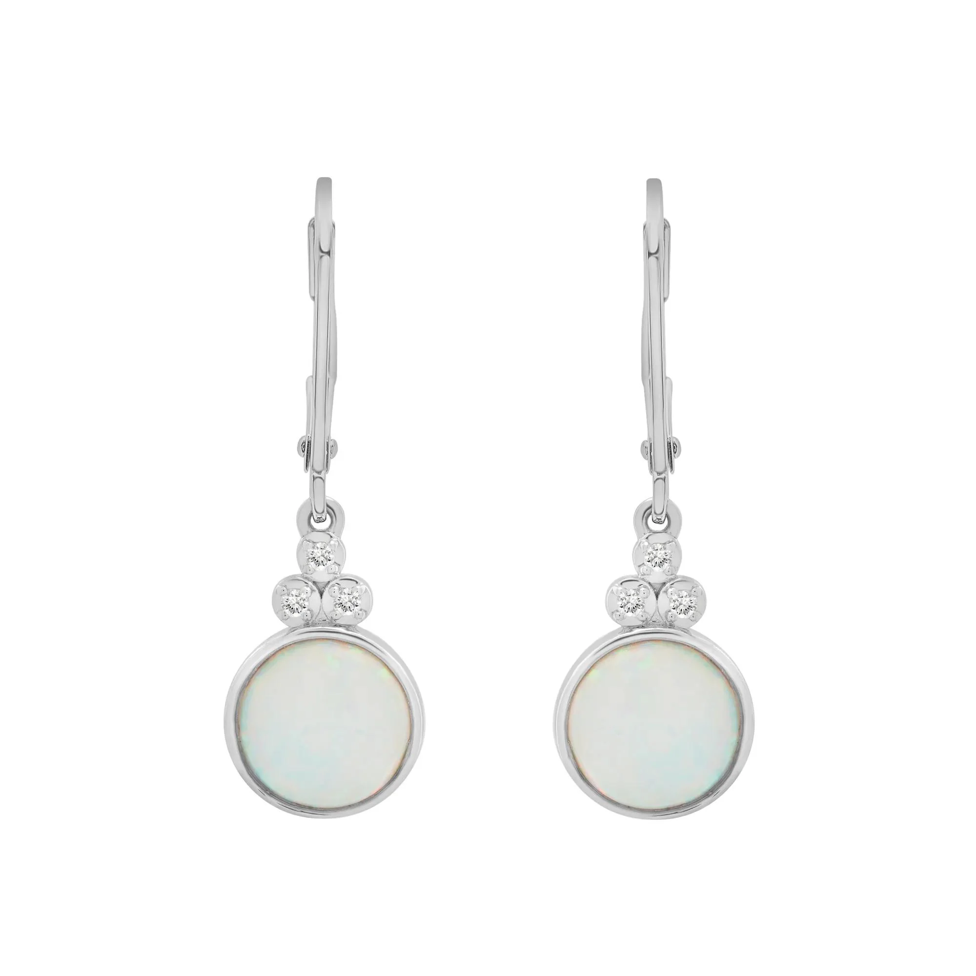 Lab-Created Opal and Diamond Accent Drop Earrings .925 Sterling Silver White Size 9.20mm - Image 2