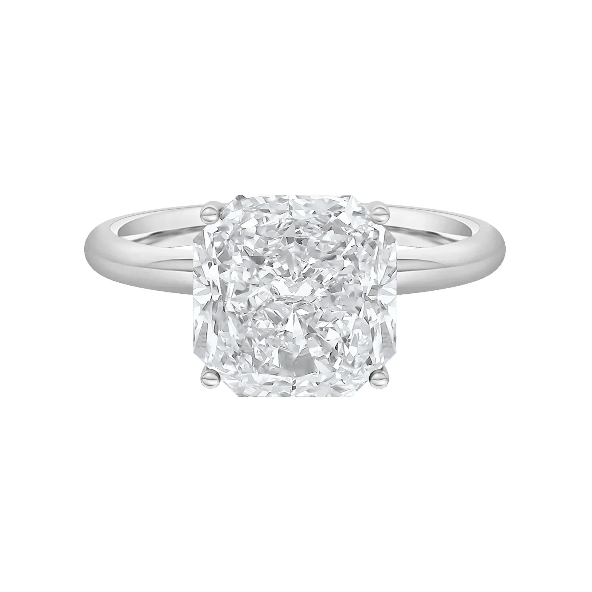 Lab Grown Diamond Square Radiant-Cut Solitaire Engagement Ring 14K White Gold (3 CT.) Size 9 2mm
