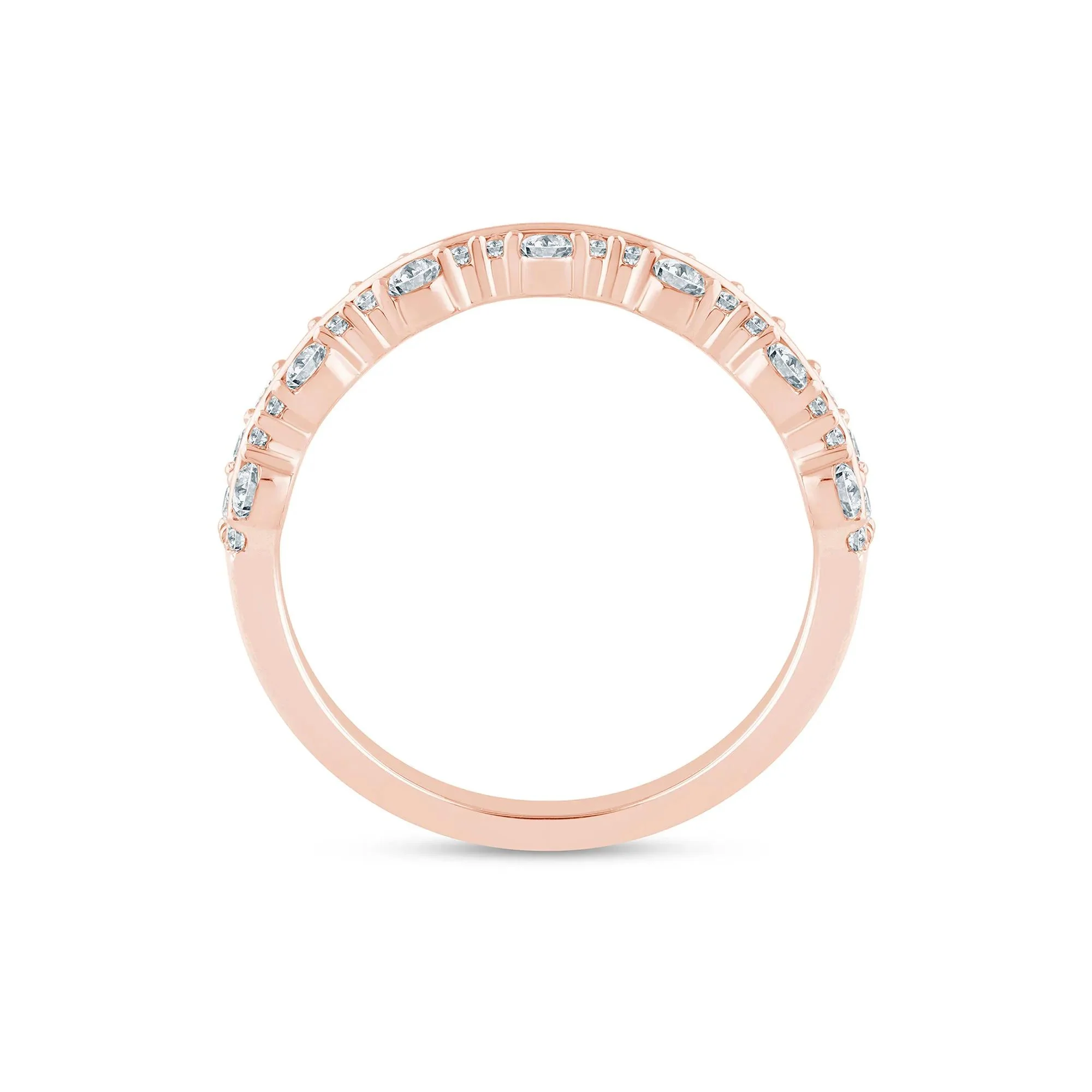 5/8 CT. Tw. Lab Grown Diamond Multi-Row Anniversary Band Ring 14K Rose Gold Size 5 2.5mm - Image 2