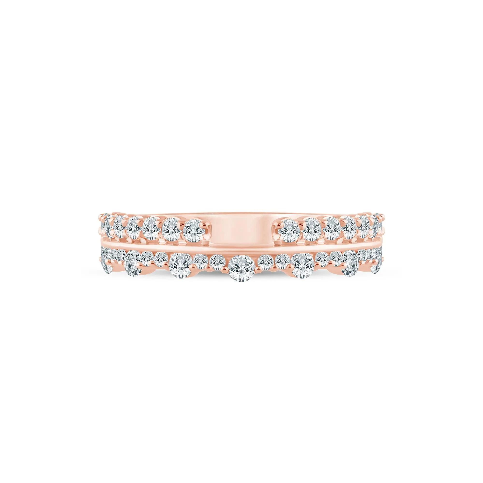 5/8 CT. Tw. Lab Grown Diamond Multi-Row Anniversary Band Ring 14K Rose Gold Size 7 2.5mm