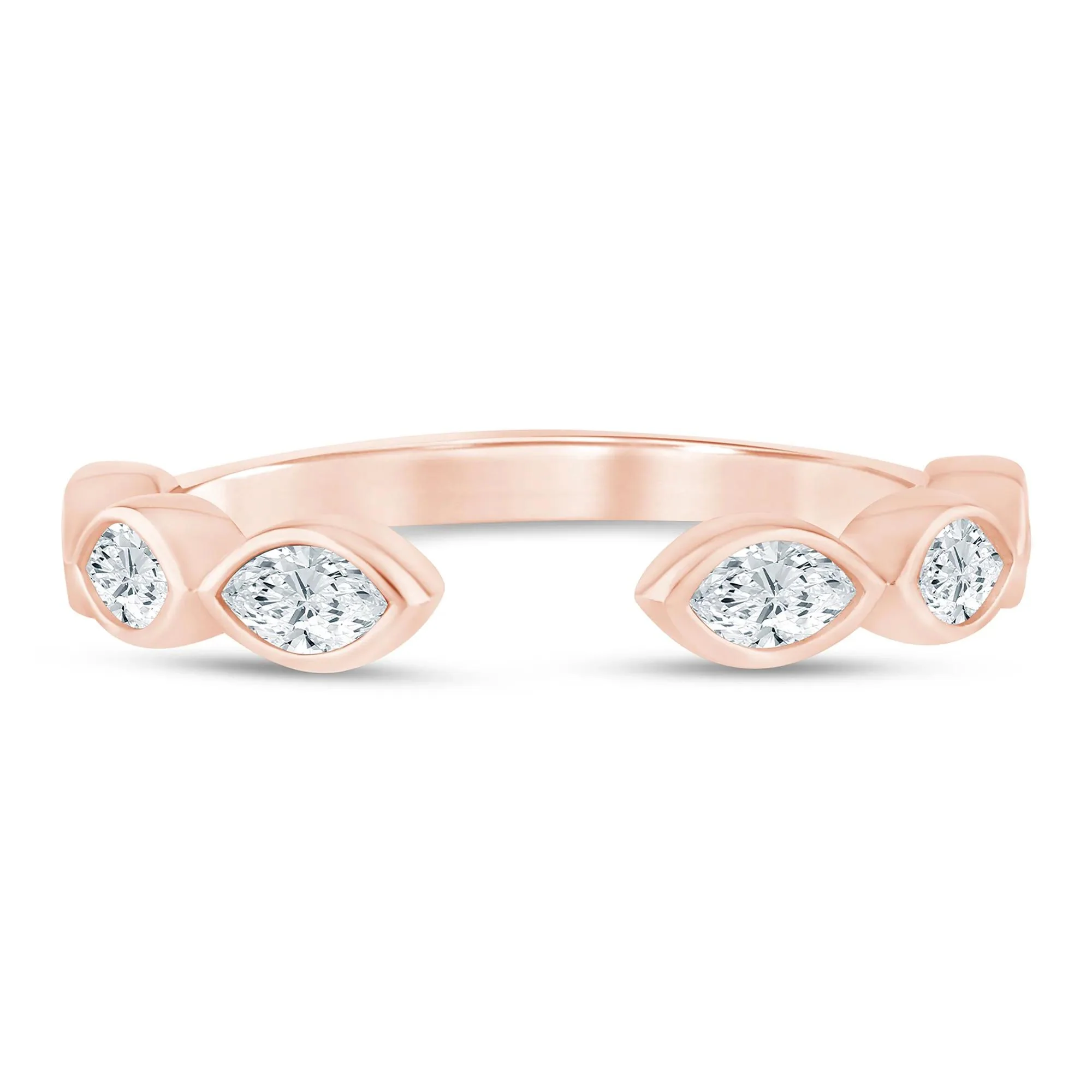 5/8 CT. Tw. Lab Grown Diamond Marquise Open Band Ring 14K Rose Gold Size 9 2mm